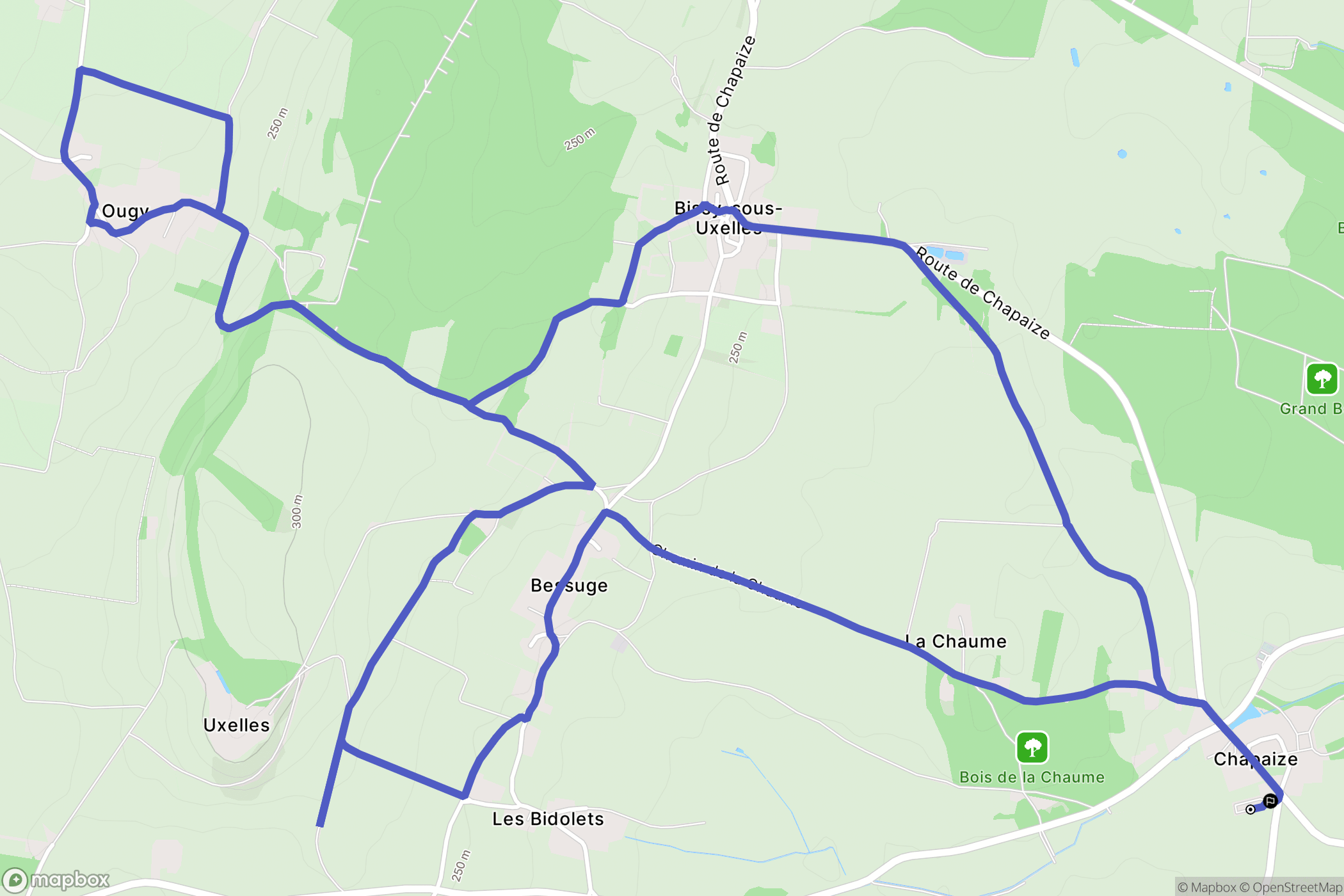 Chapaize : carte du parcours de randonnée - France