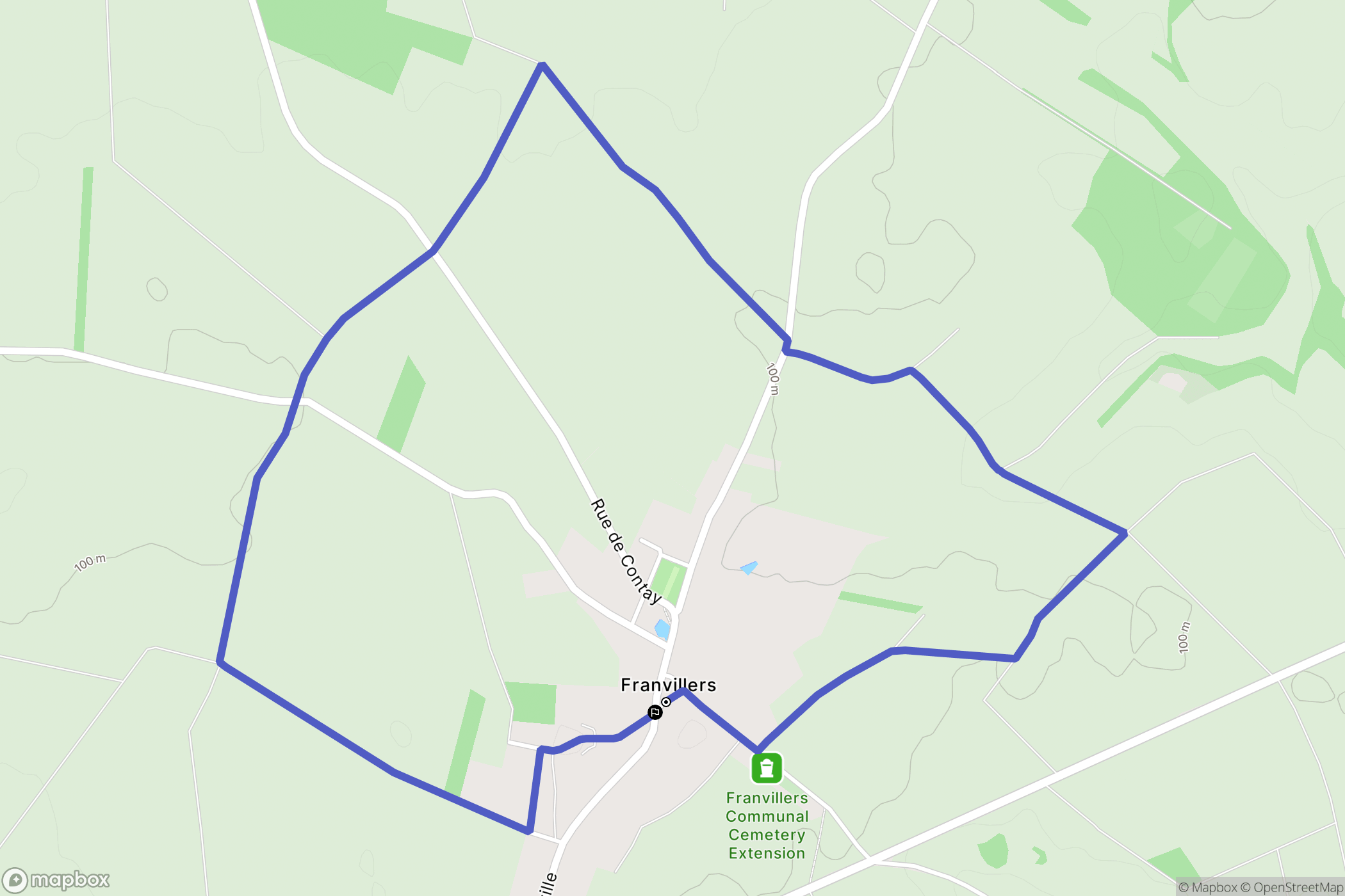 Franvillers : carte du parcours de randonnée - France