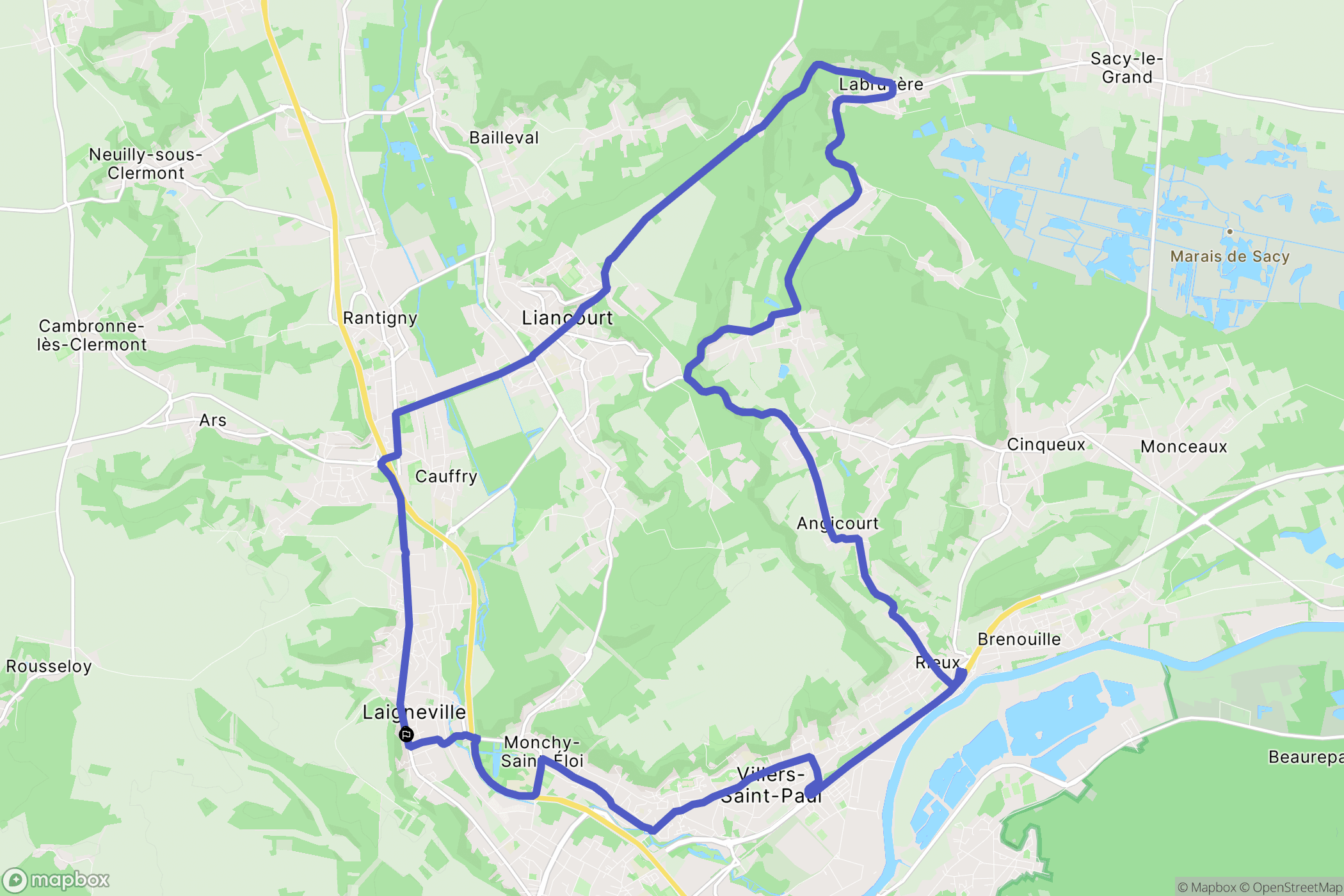 Laigneville : carte du parcours de randonnée - France