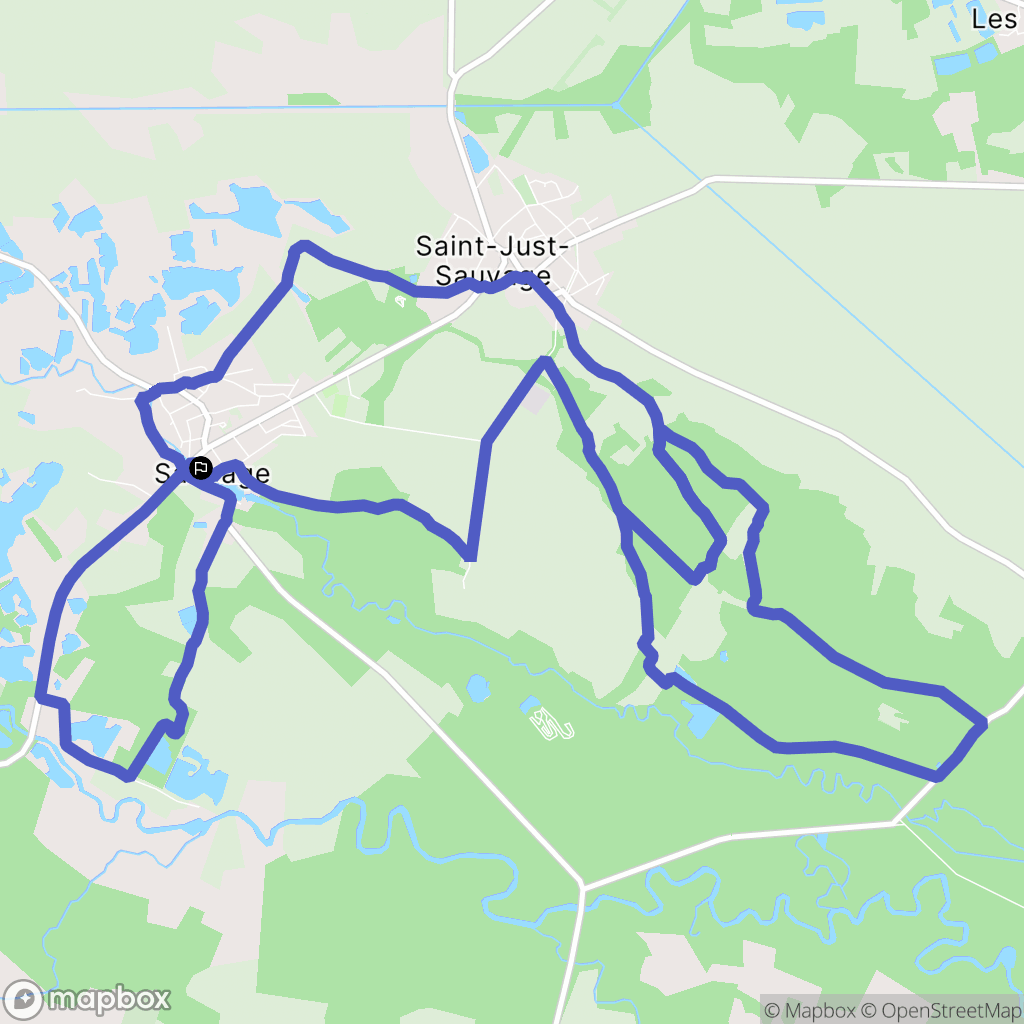 Saint-Just-Sauvage : carte du parcours de randonnée - France