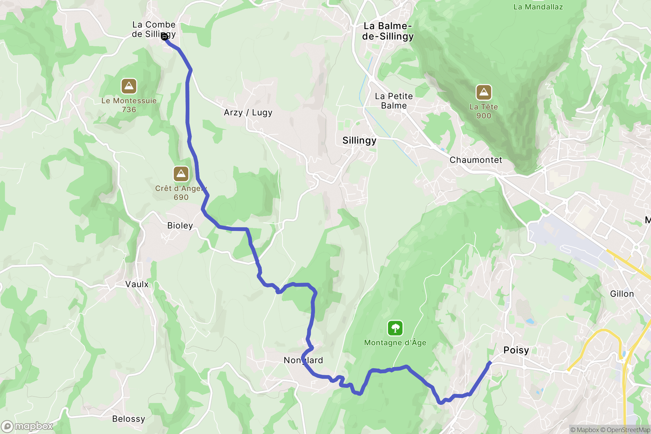 Sillingy : carte du parcours de randonnée - France