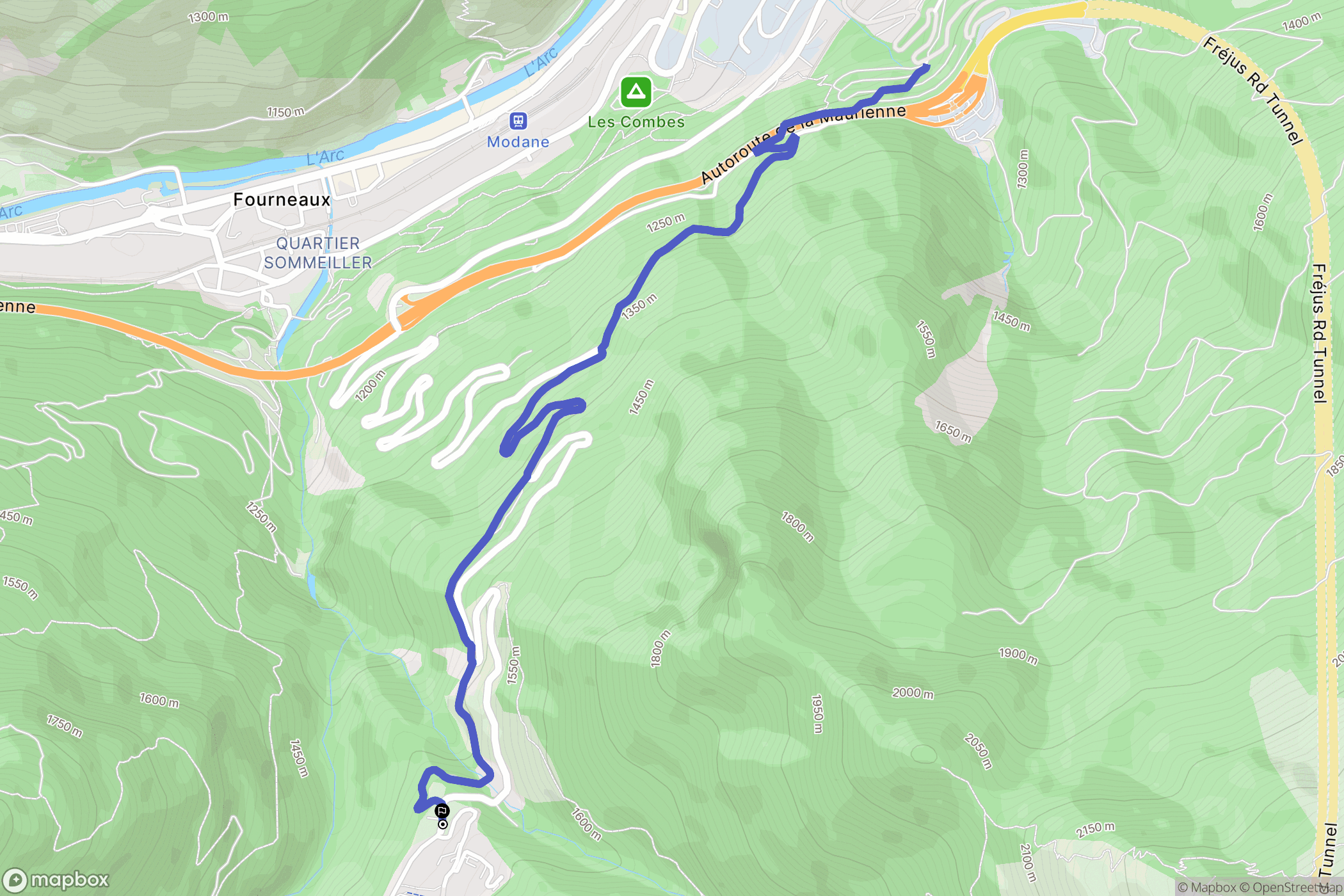 Modane : carte du parcours de randonnée - France