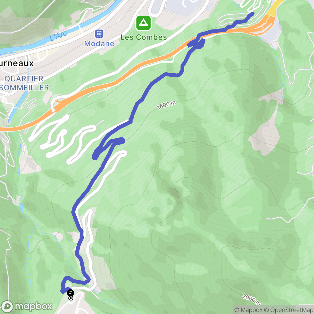 Modane : carte du parcours de randonnée - France