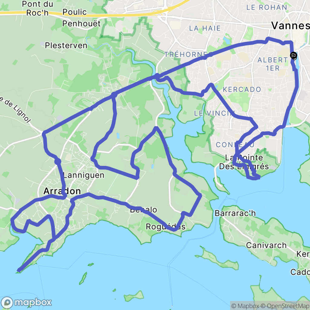 Vannes : carte du parcours de randonnée - France