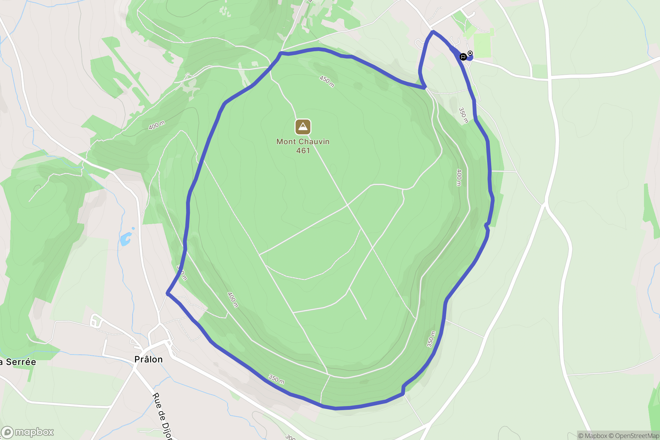 Mâlain : carte du parcours de randonnée - France