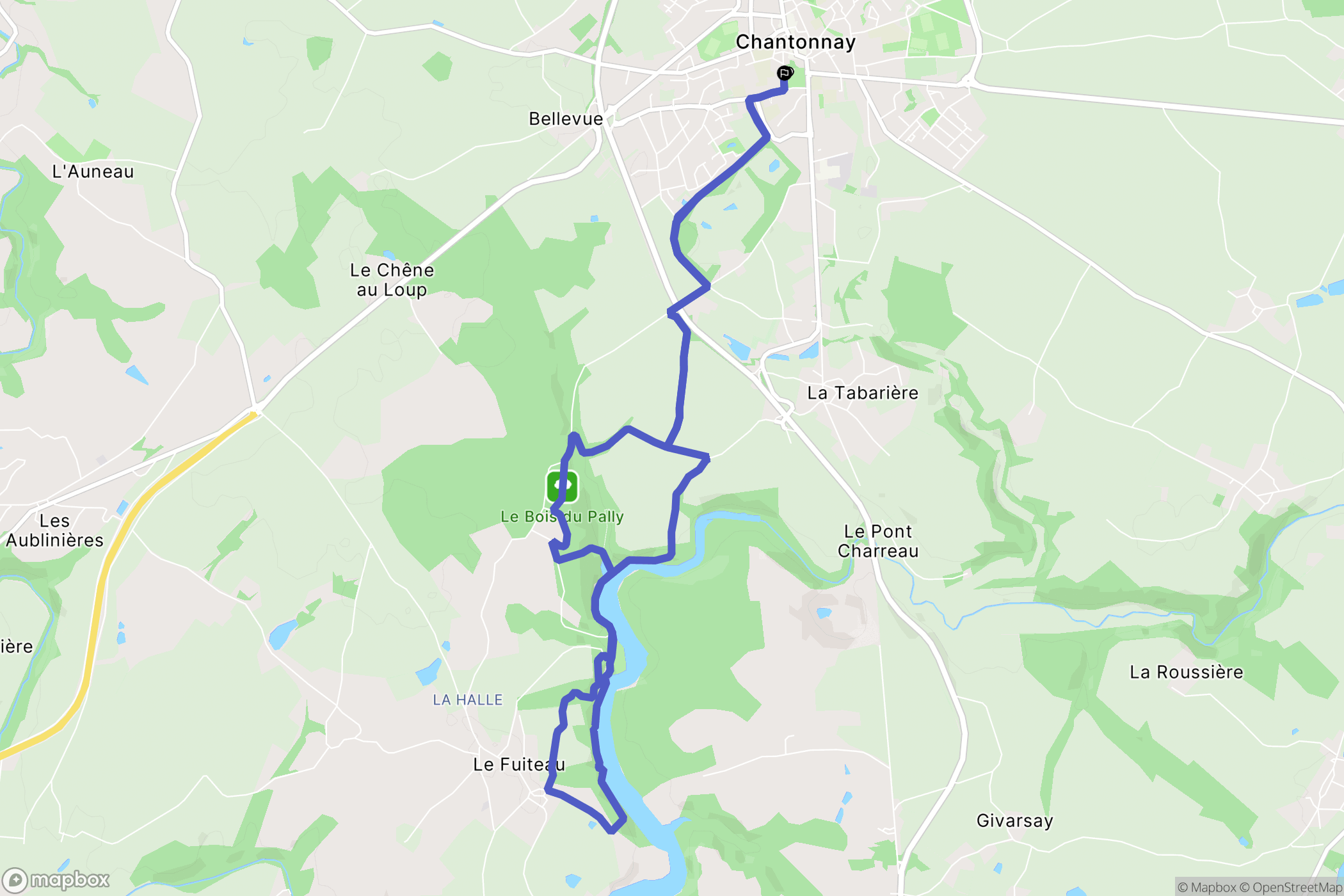 Chantonnay : carte du parcours de randonnée - France