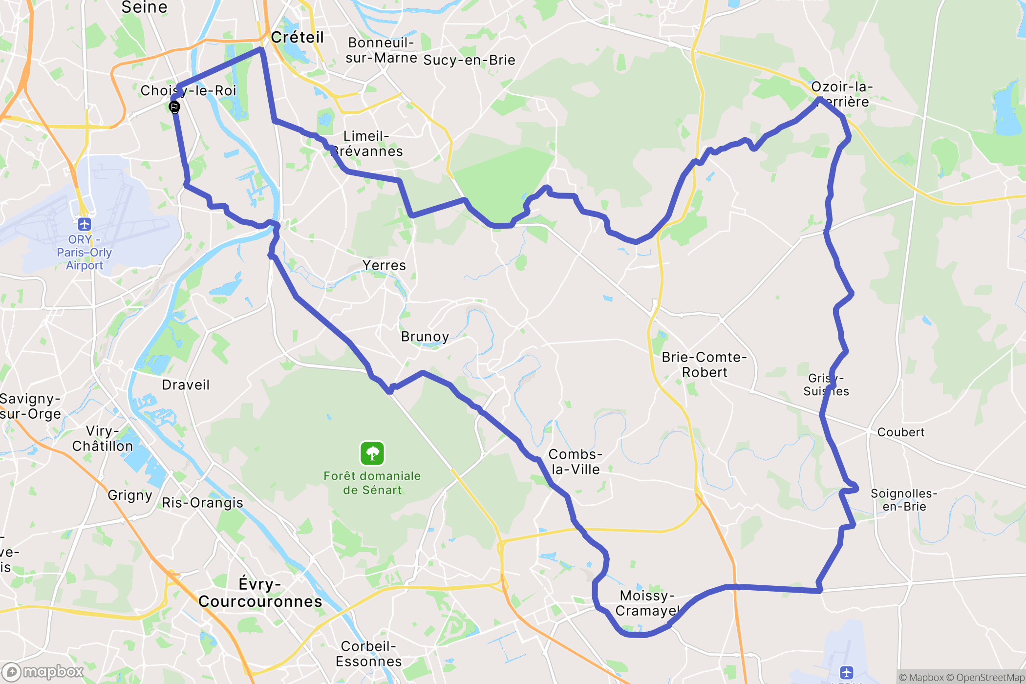 Choisy-le-Roi : carte du parcours de randonnée - France