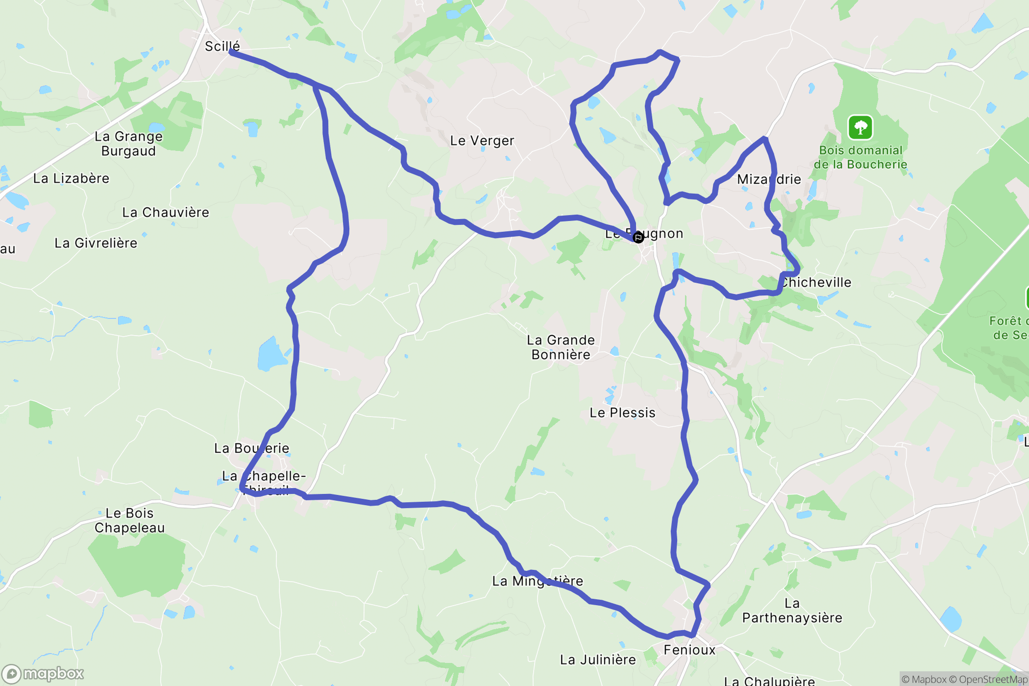 Beugnon-Thireuil : carte du parcours de randonnée - France