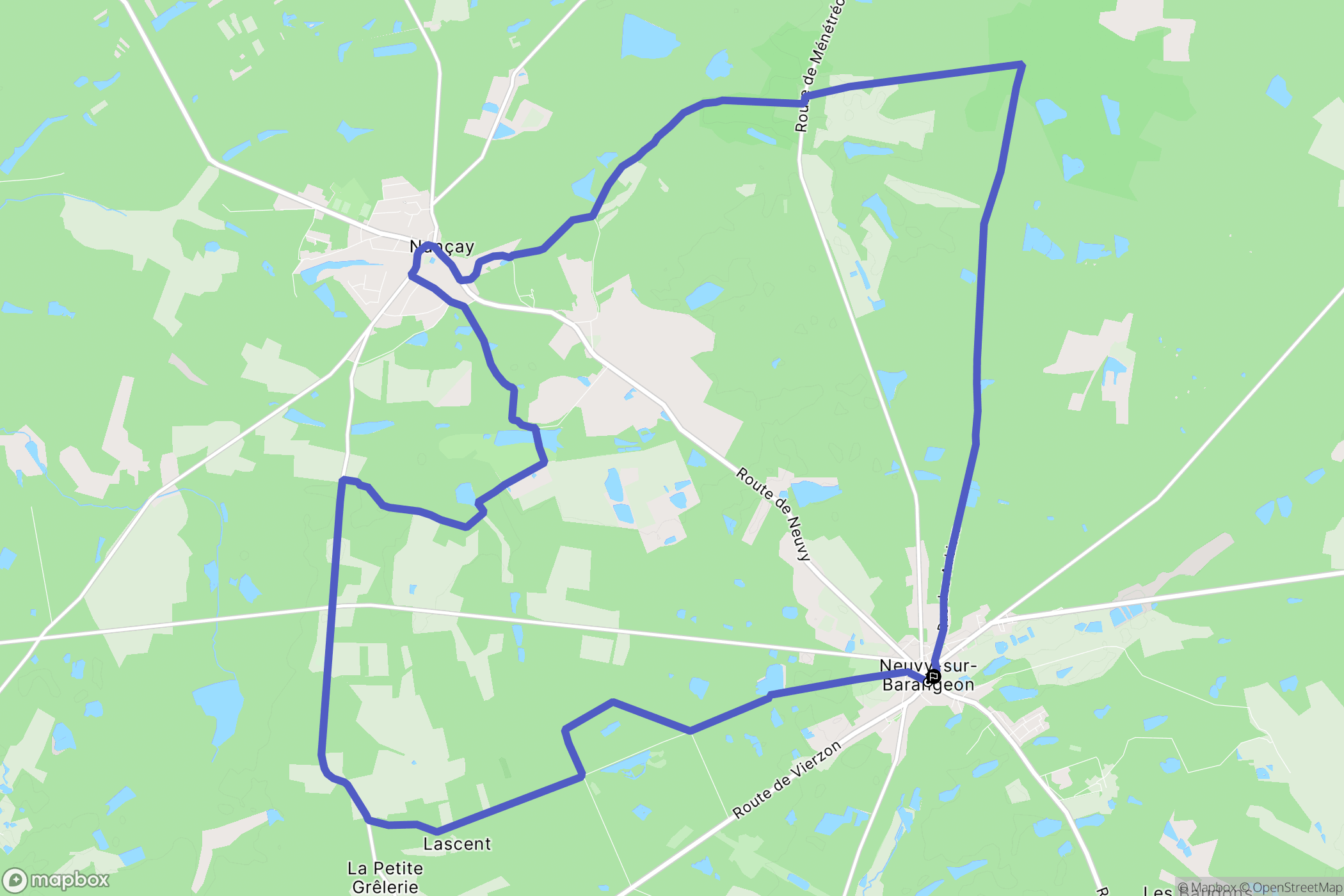 Neuvy-sur-Barangeon : carte du parcours de randonnée - France