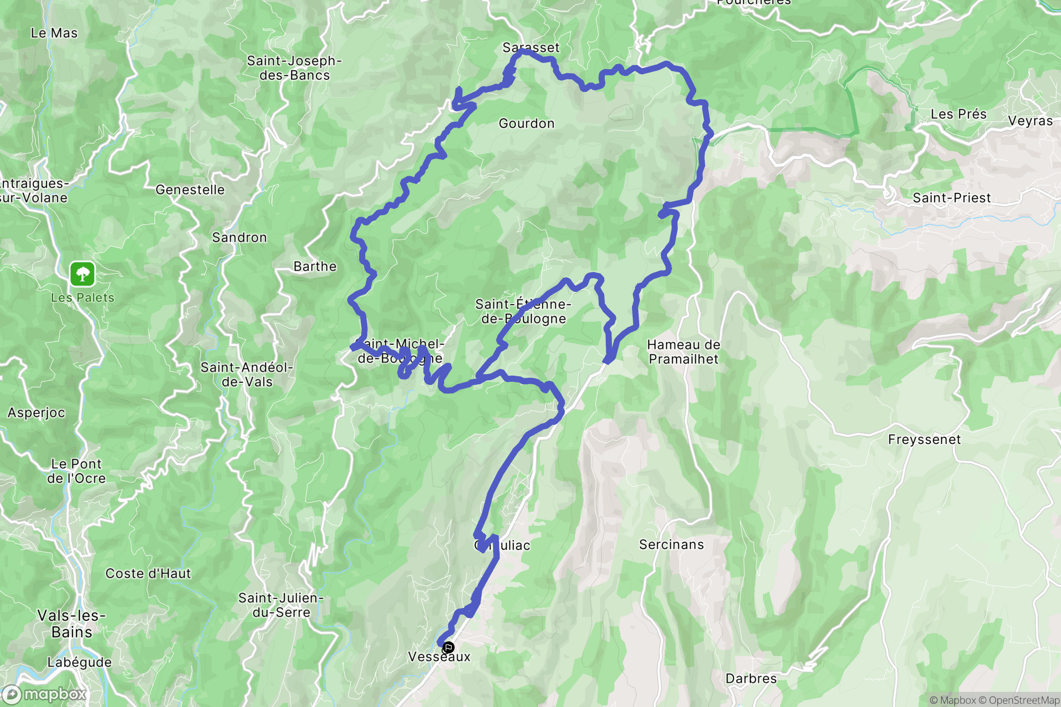 Vesseaux : carte du parcours de randonnée - France
