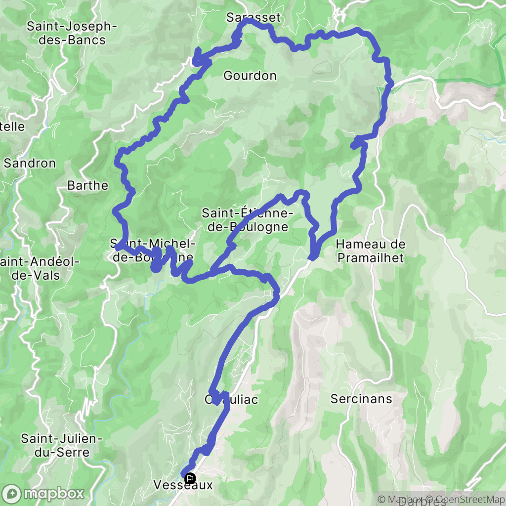 Vesseaux : carte du parcours de randonnée - France