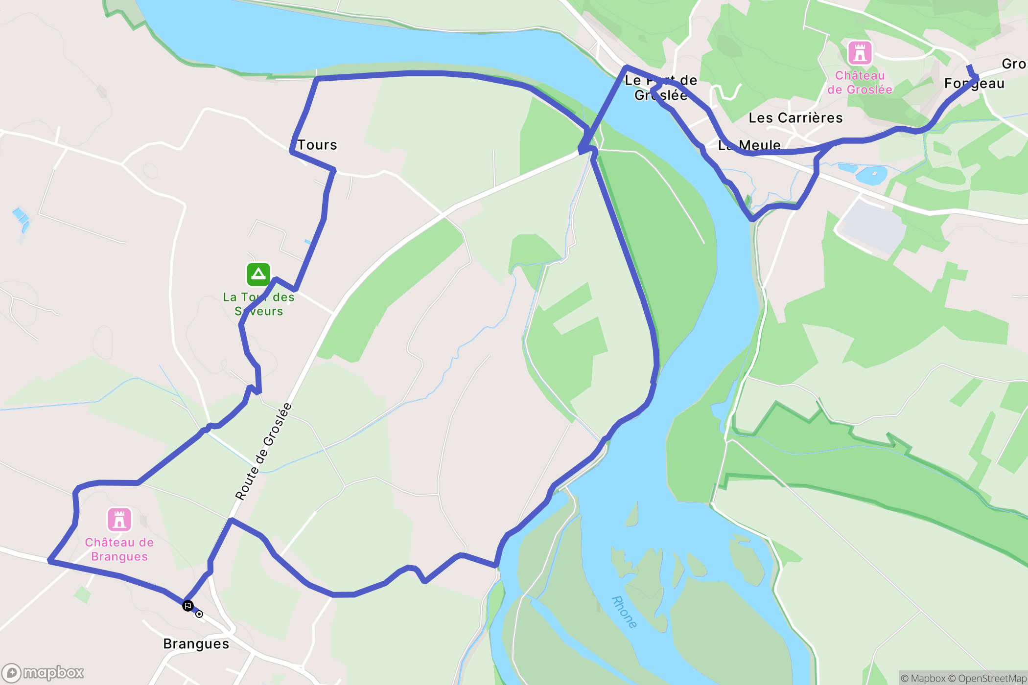 Brangues : carte du parcours de randonnée - France