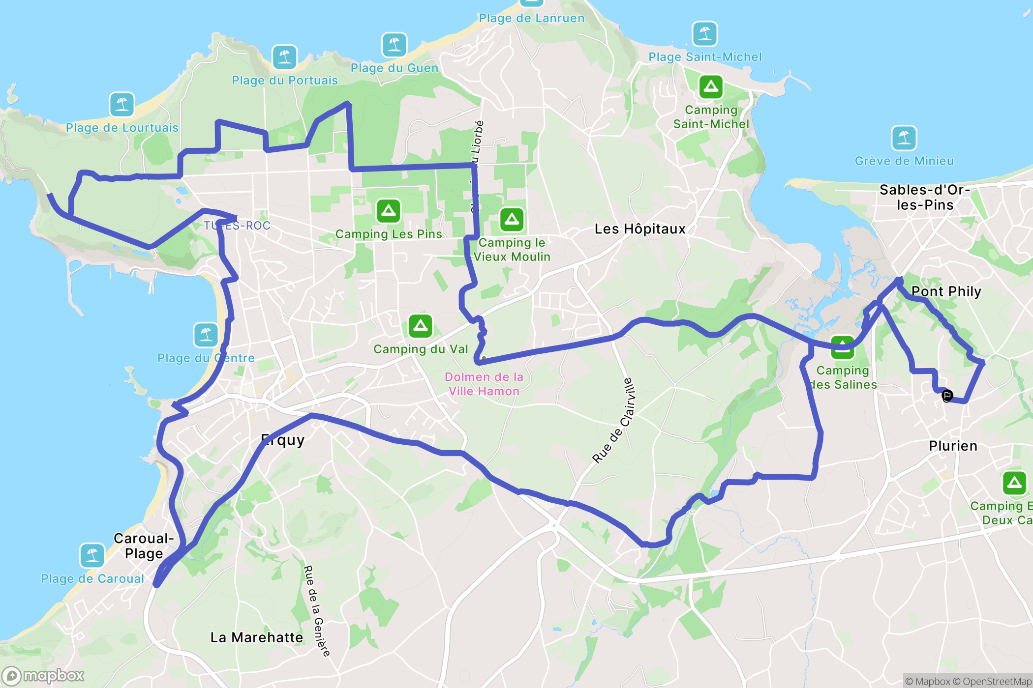Plurien : carte du parcours de randonnée - France