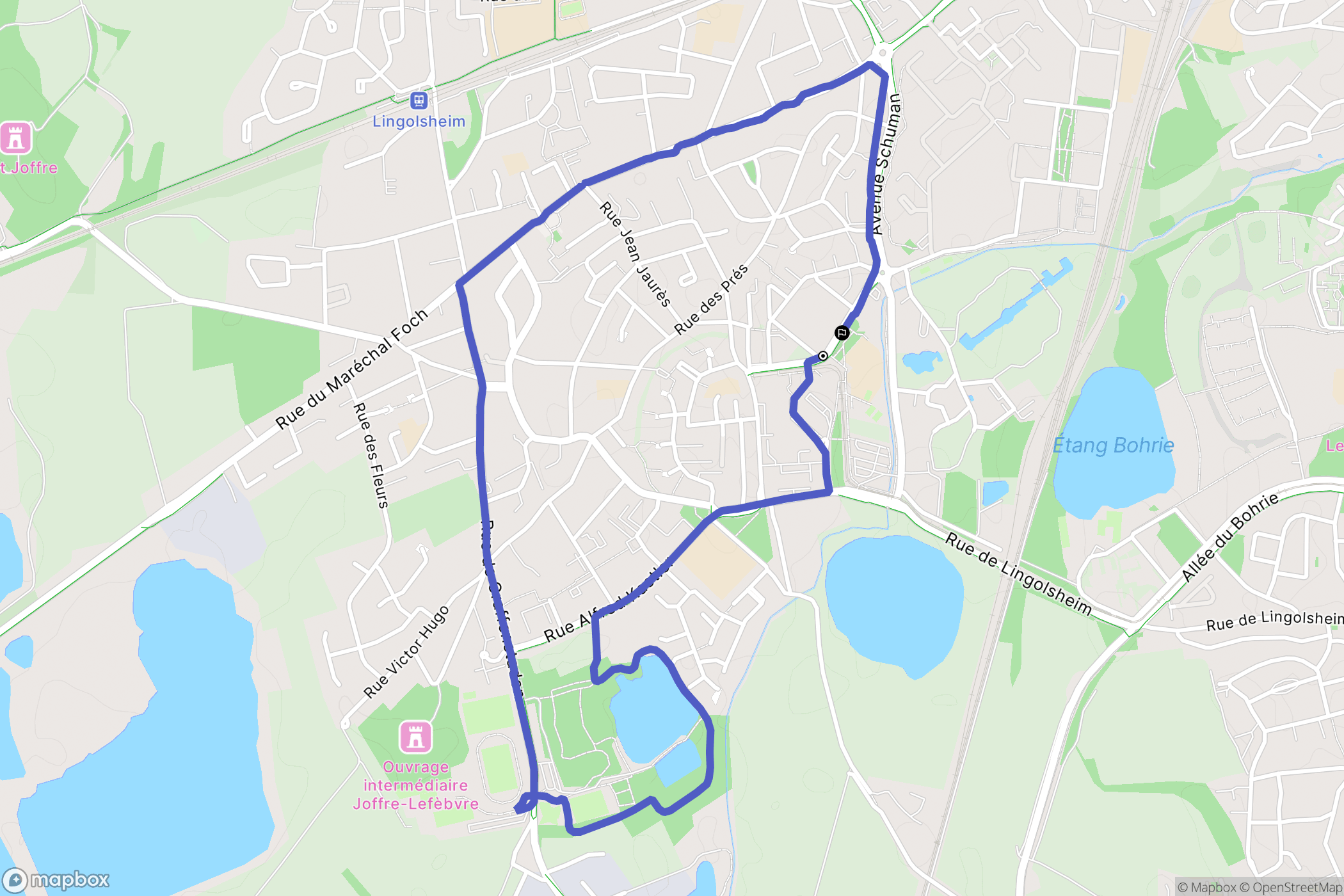 Lingolsheim : carte du parcours de randonnée - France