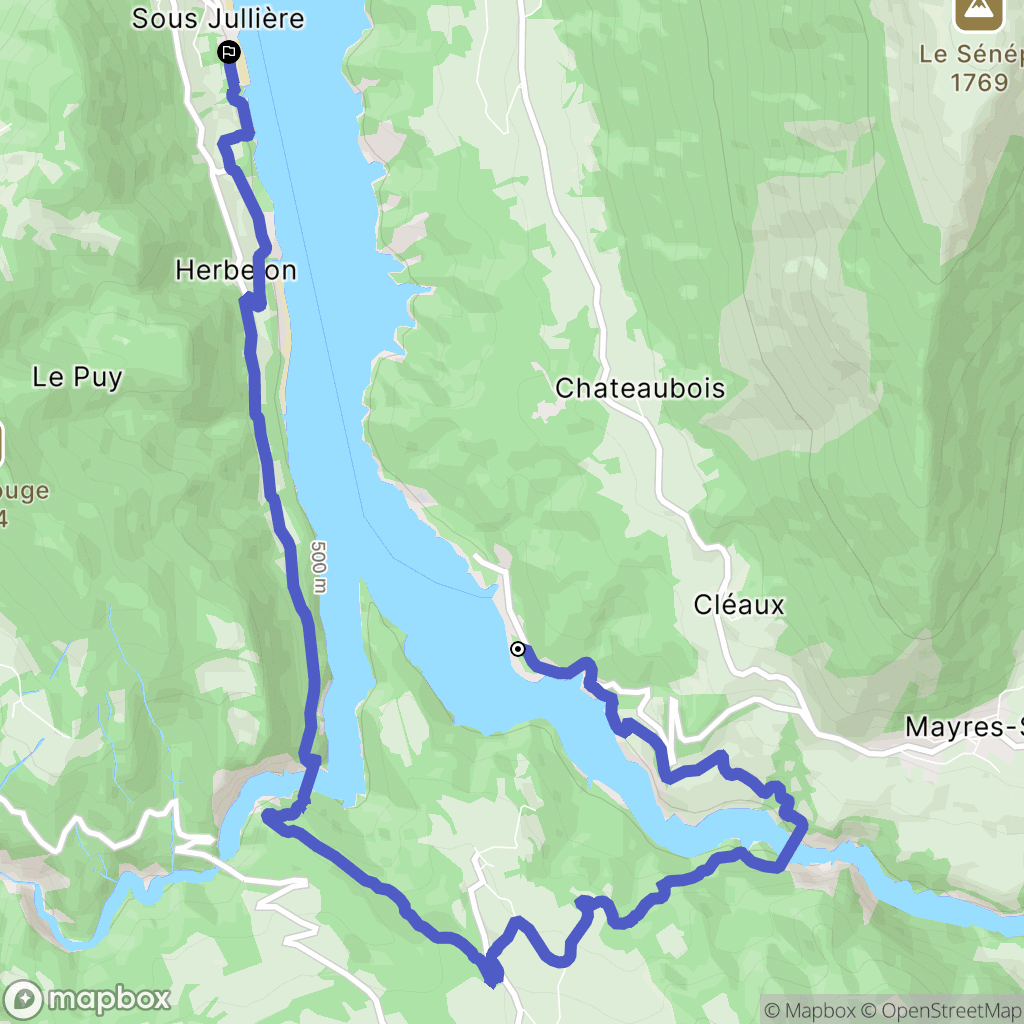 Mayres-Savel : carte du parcours de randonnée - France