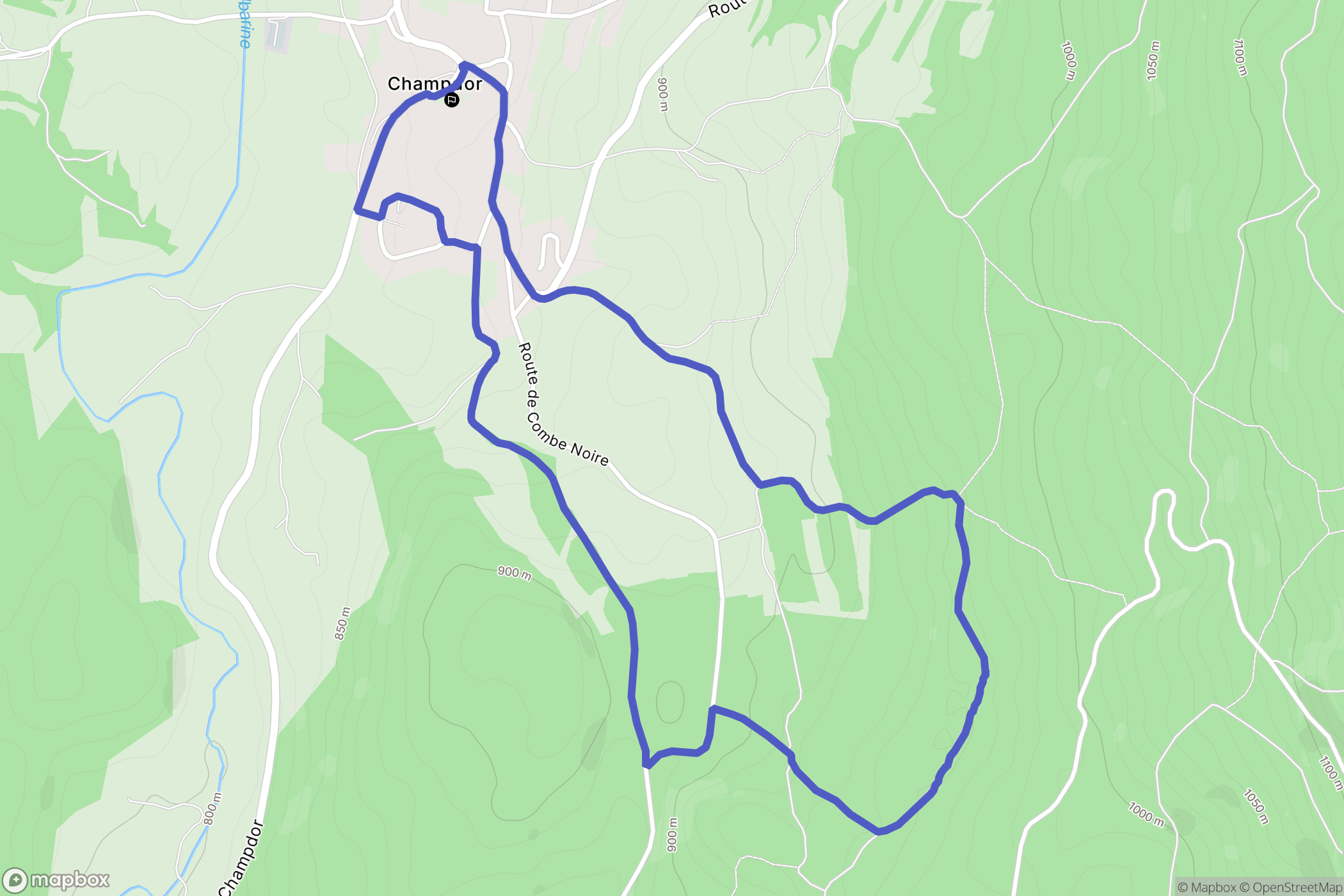 Champdor-Corcelles : carte du parcours de randonnée - France