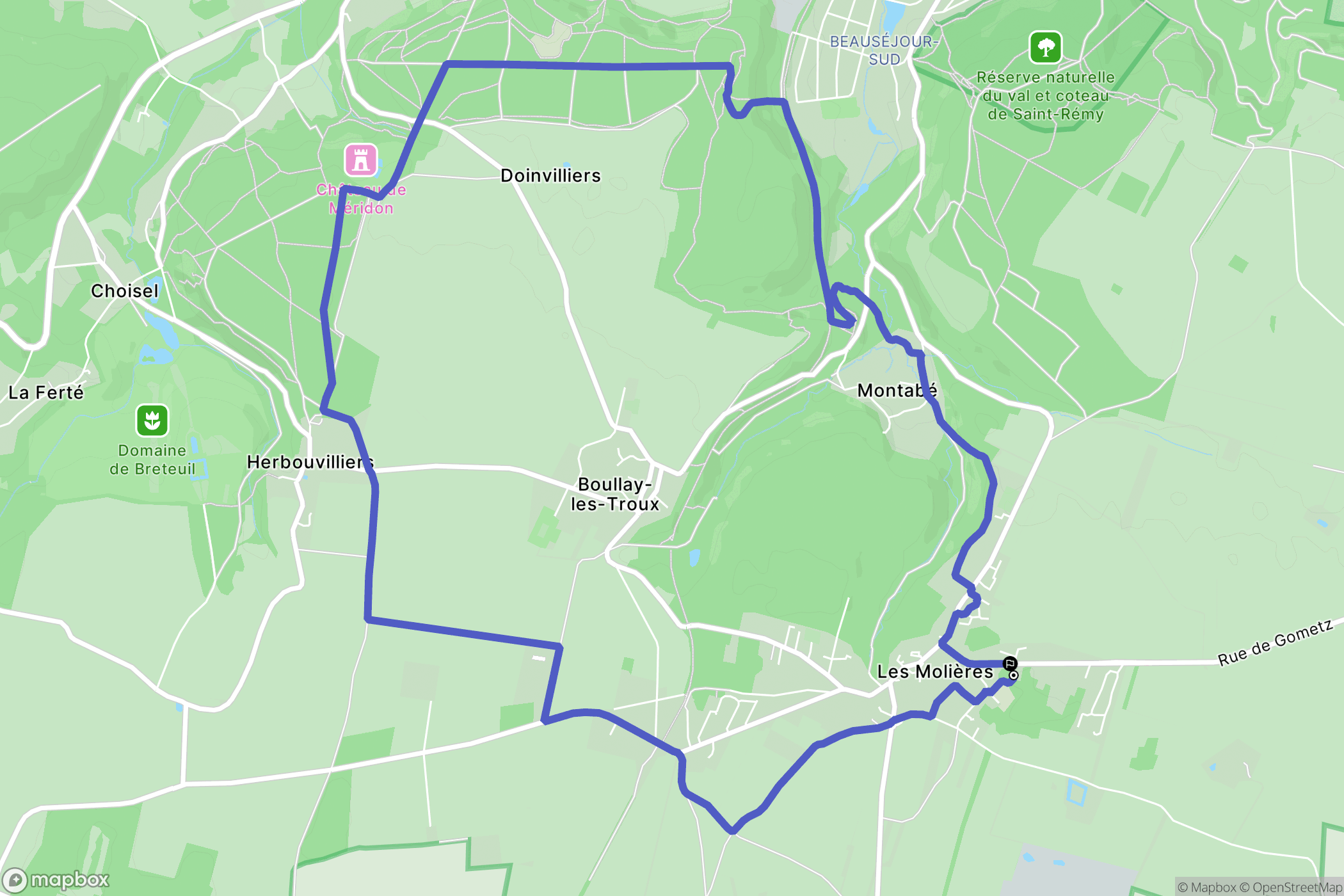 Les Molières : carte du parcours de randonnée - France
