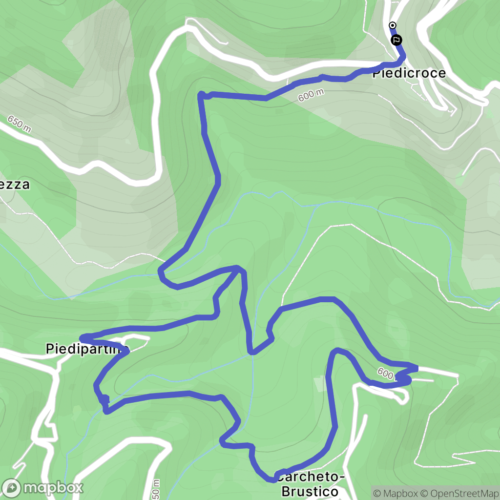 Piedicroce : carte du parcours de randonnée - France