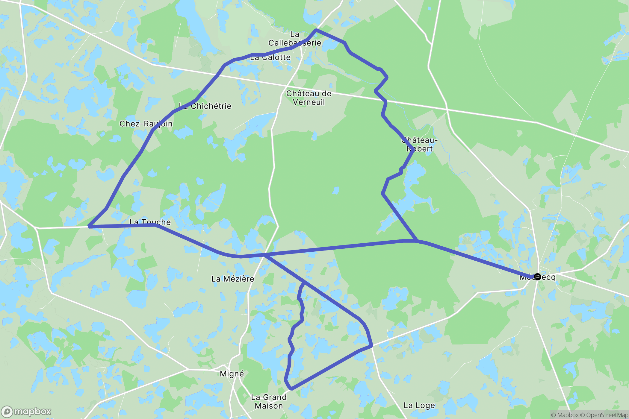 Méobecq : carte du parcours de randonnée - France
