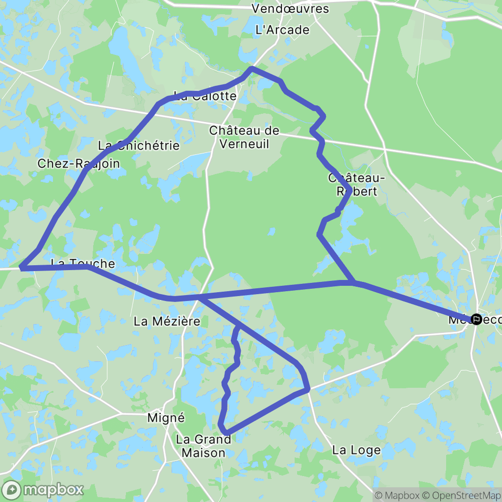 Méobecq : carte du parcours de randonnée - France