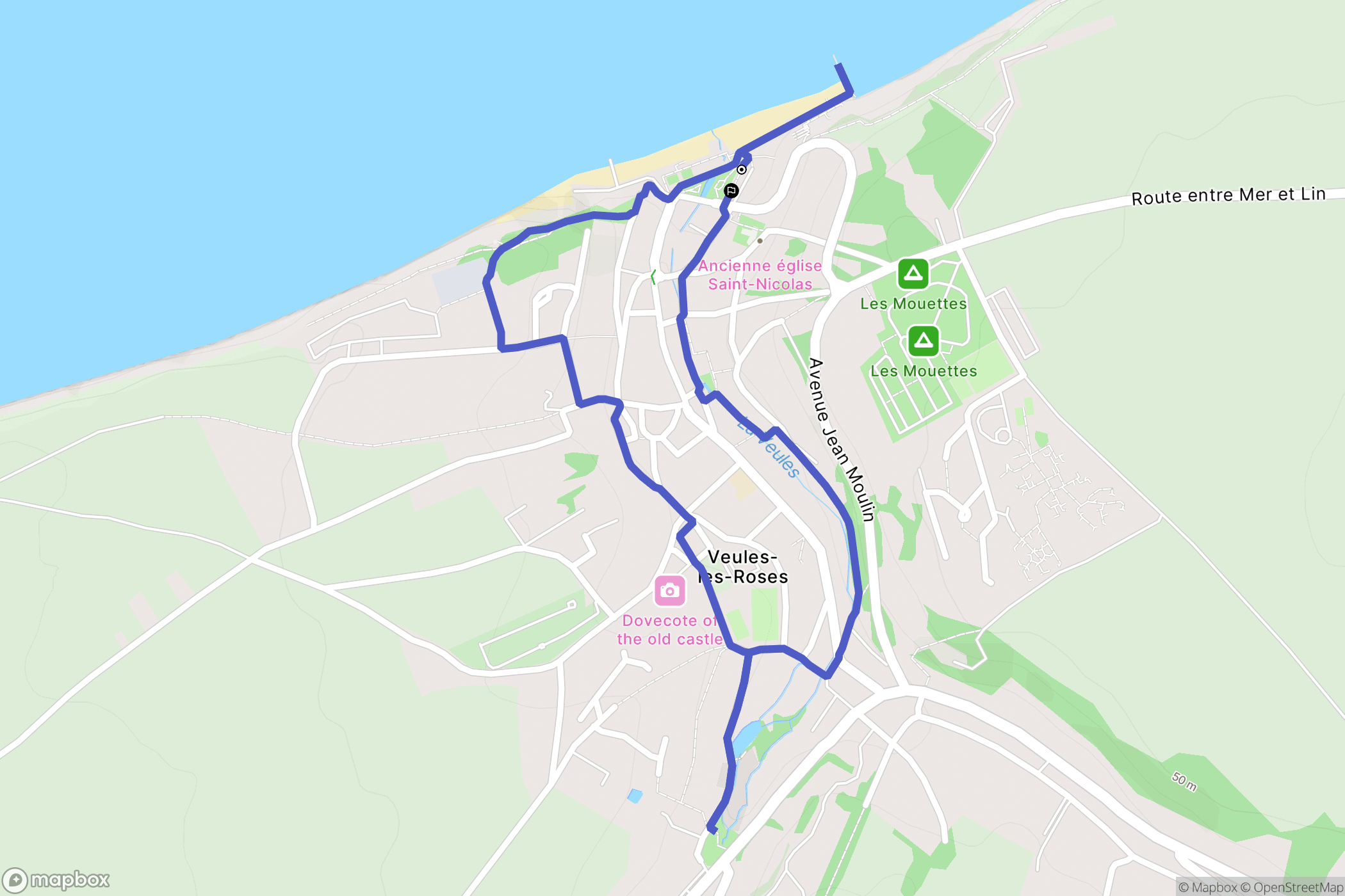 Veules-les-Roses : carte du parcours de randonnée - France
