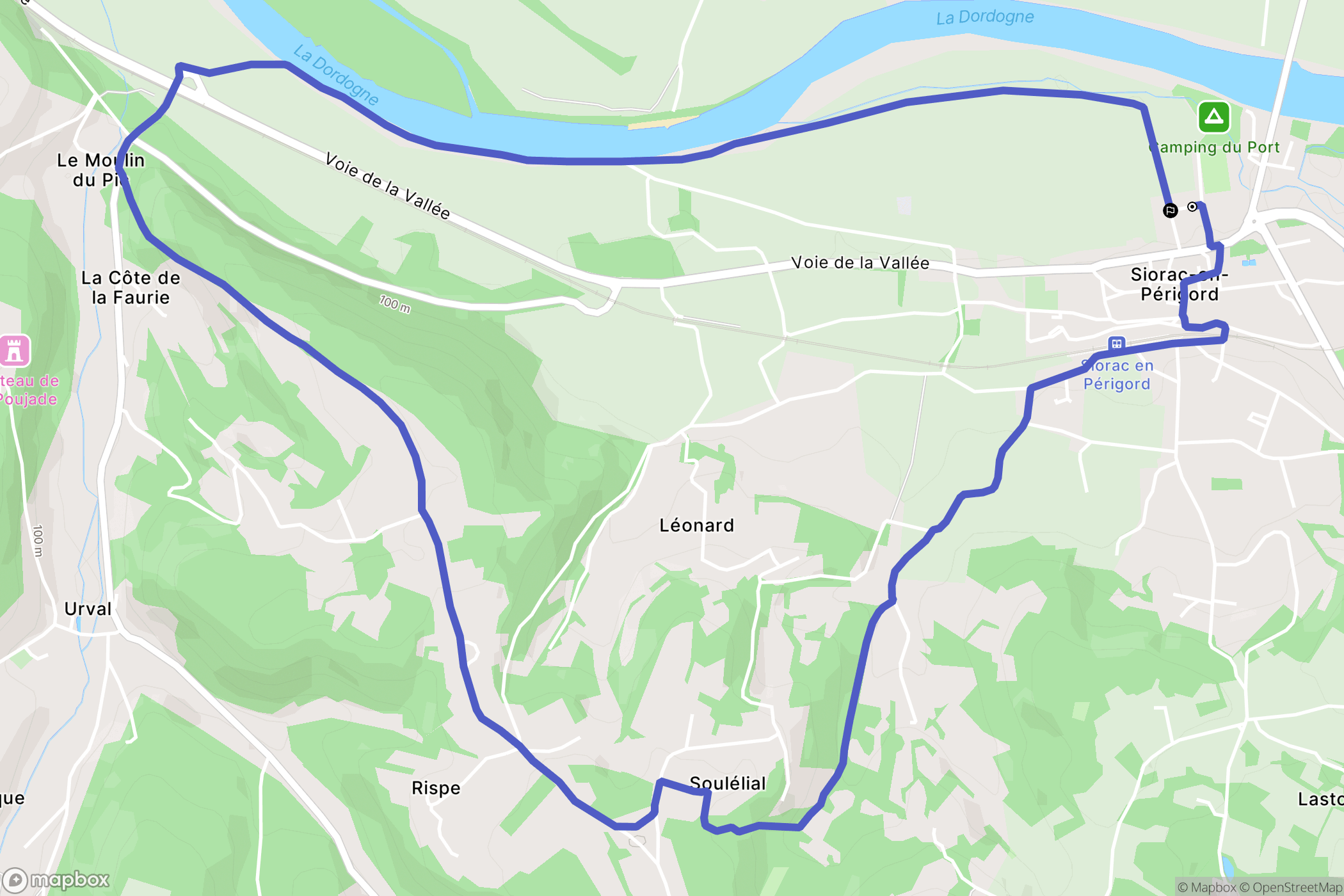 Siorac-en-Périgord : carte du parcours de randonnée - France