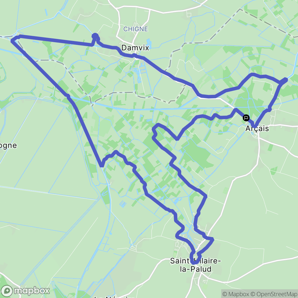 Arçais : carte du parcours de randonnée - France