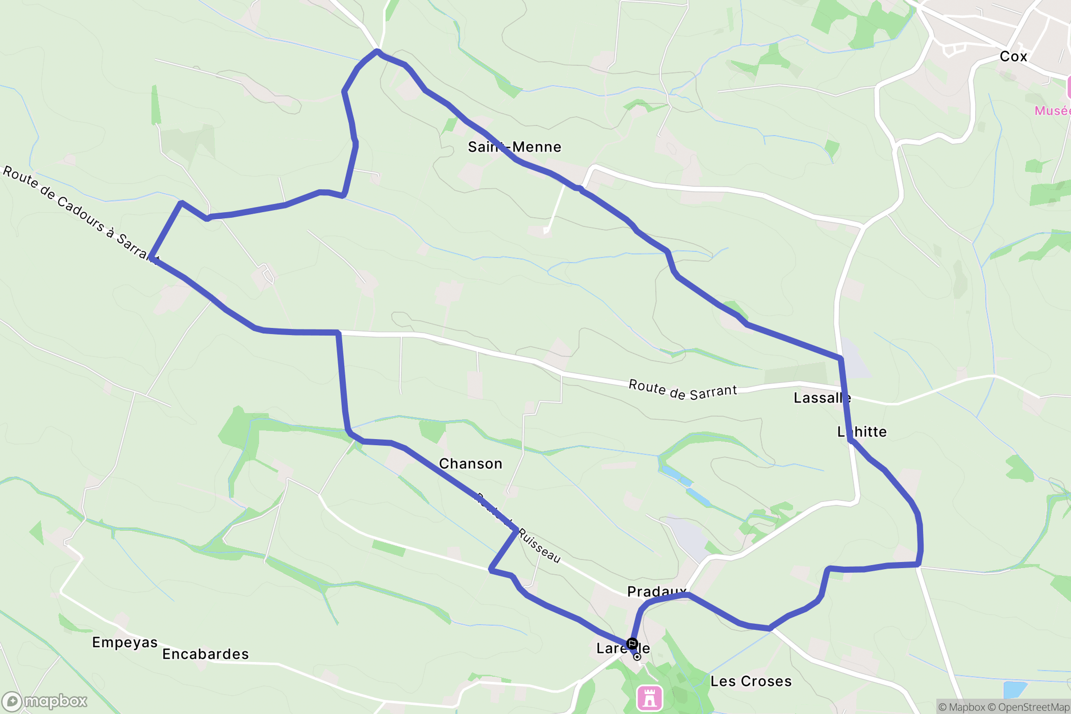 Laréole : carte du parcours de randonnée - France