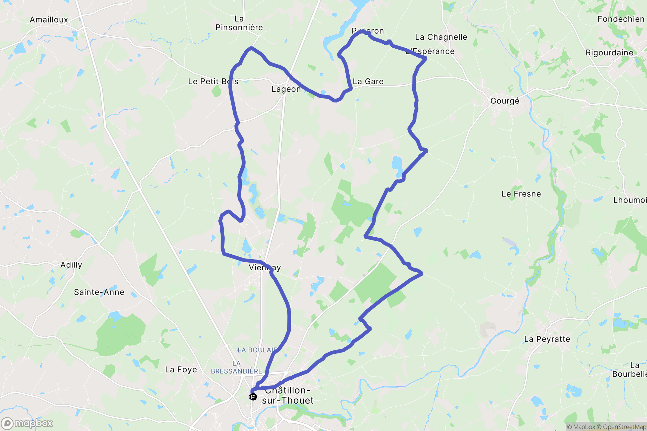 Châtillon-sur-Thouet : carte du parcours de randonnée - France