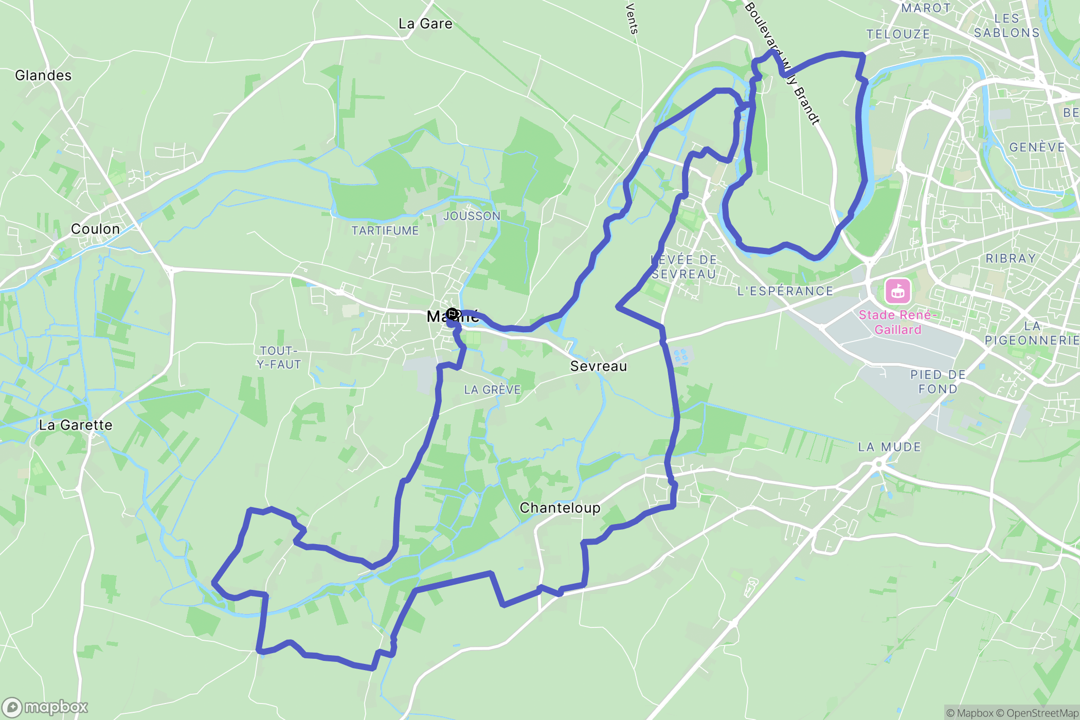 Magné : carte du parcours de randonnée - France