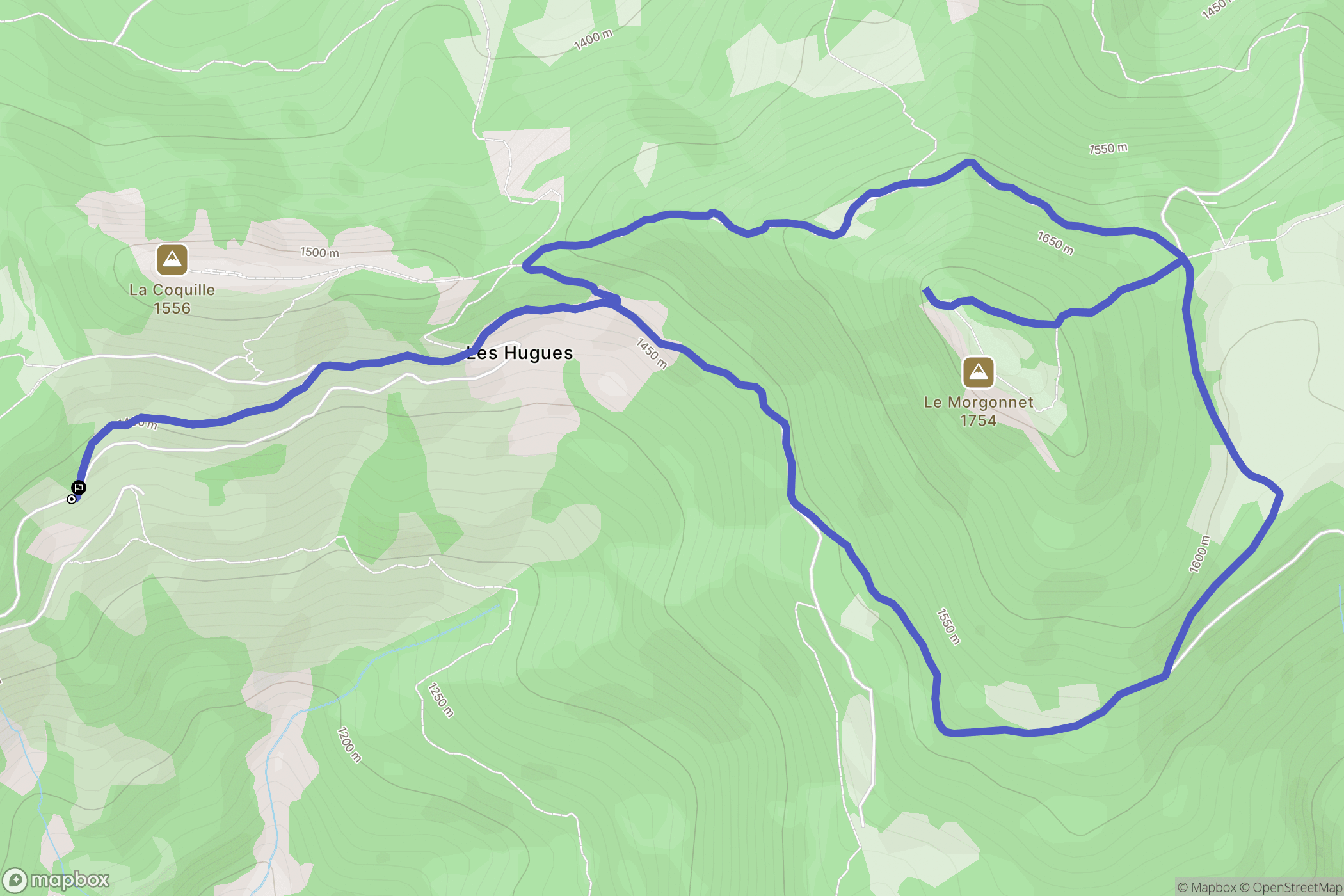 Pontis : carte du parcours de randonnée - France
