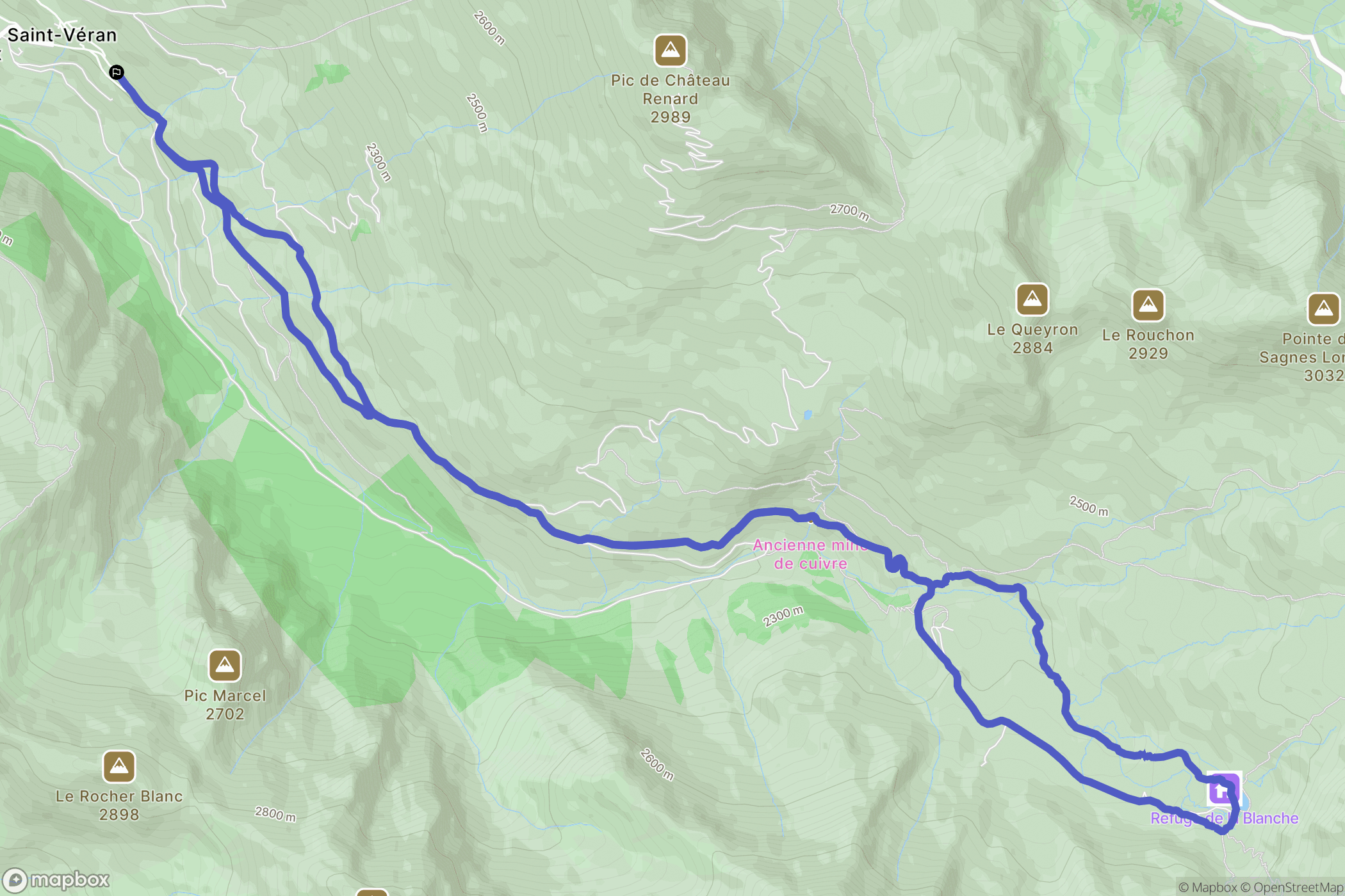 Saint-Véran : carte du parcours de randonnée - France