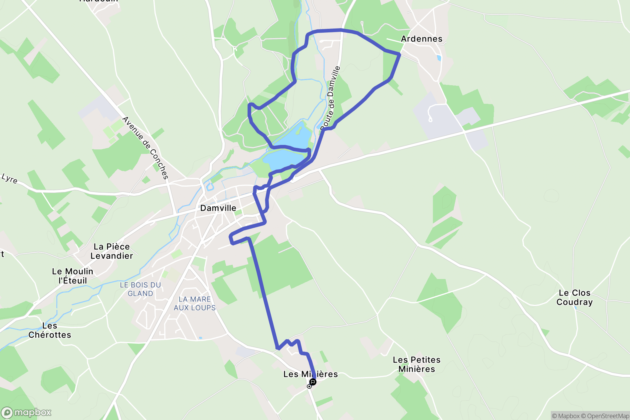 Mesnils-sur-Iton : carte du parcours de randonnée - France