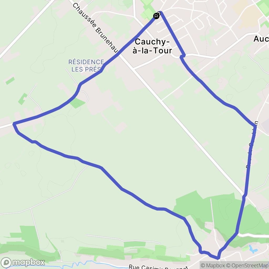 Cauchy-à-la-Tour : carte du parcours de randonnée - France