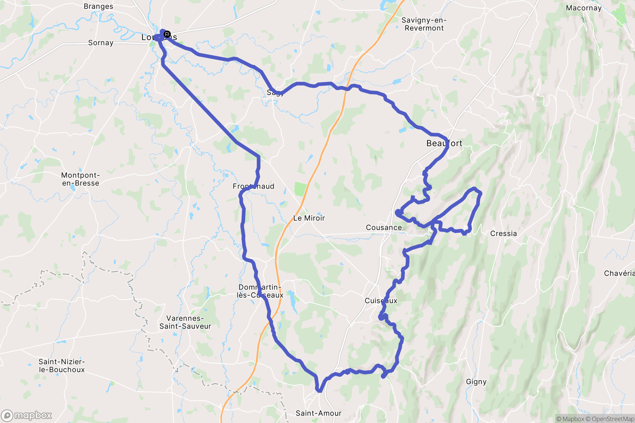 Louhans : carte du parcours de randonnée - France