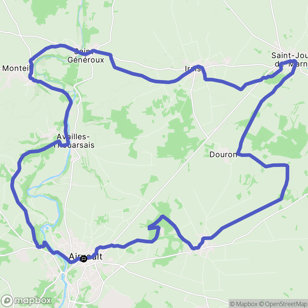 Airvault : carte du parcours de randonnée - France