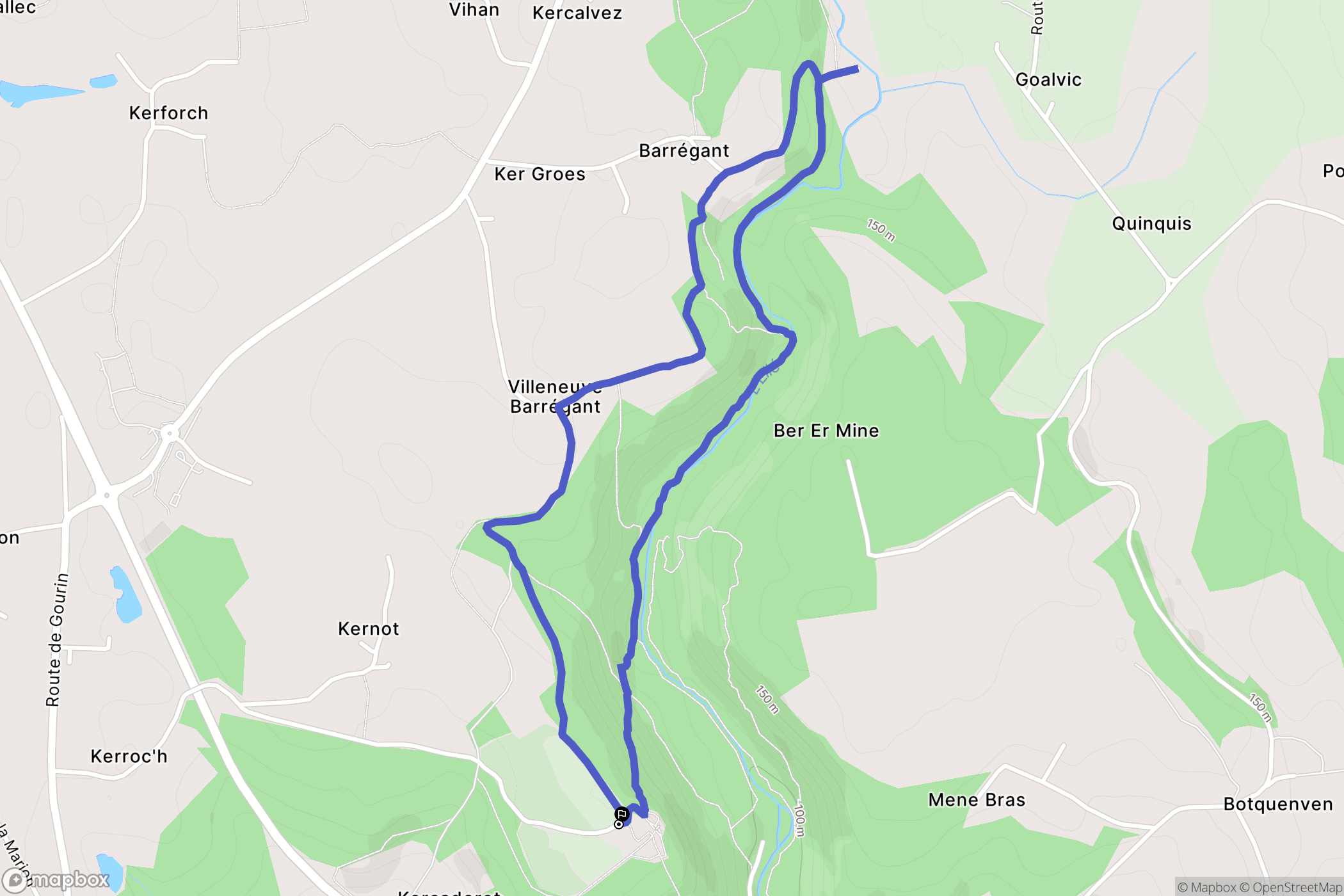 Le Faouët : carte du parcours de randonnée - France