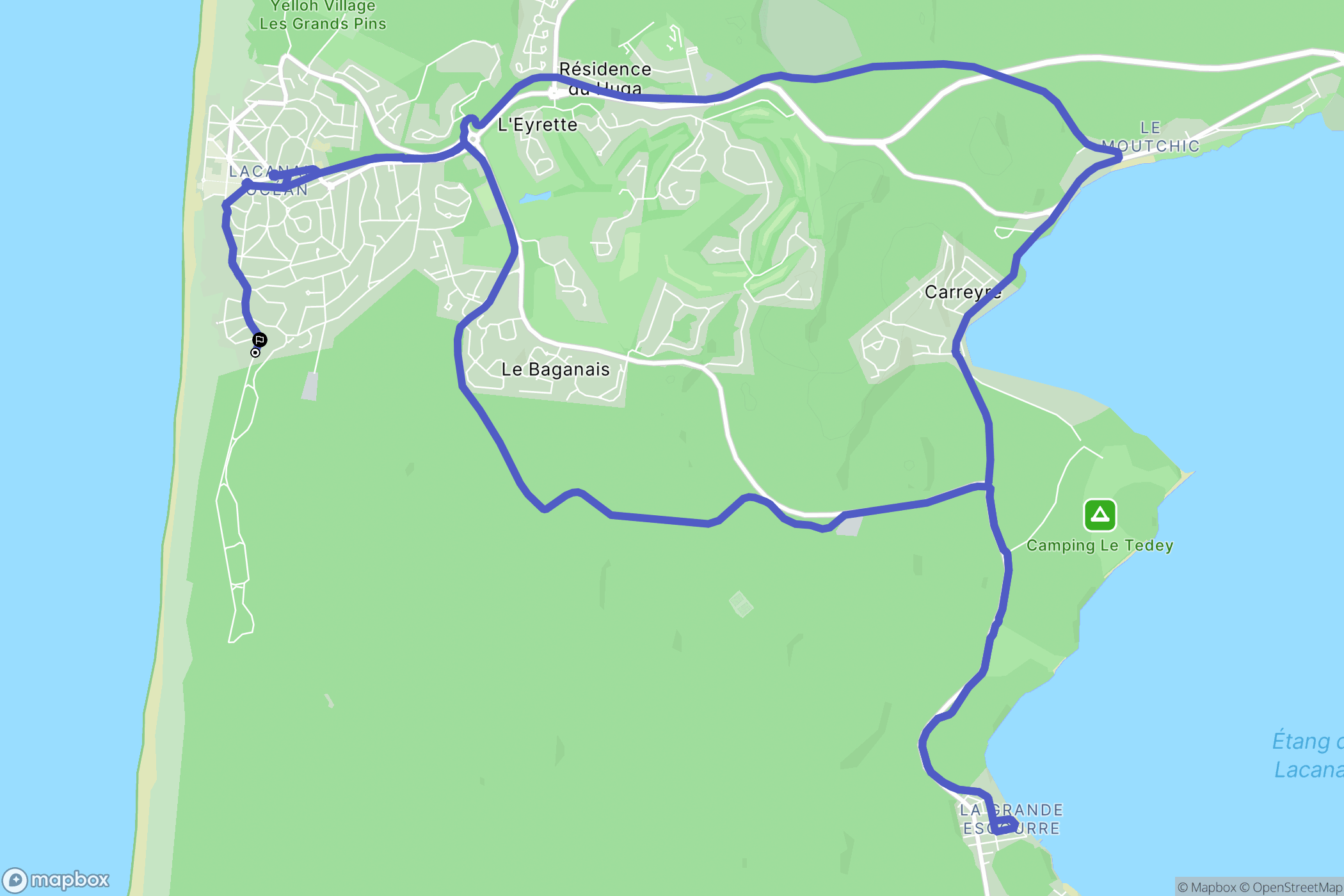 Lacanau : carte du parcours de randonnée - France