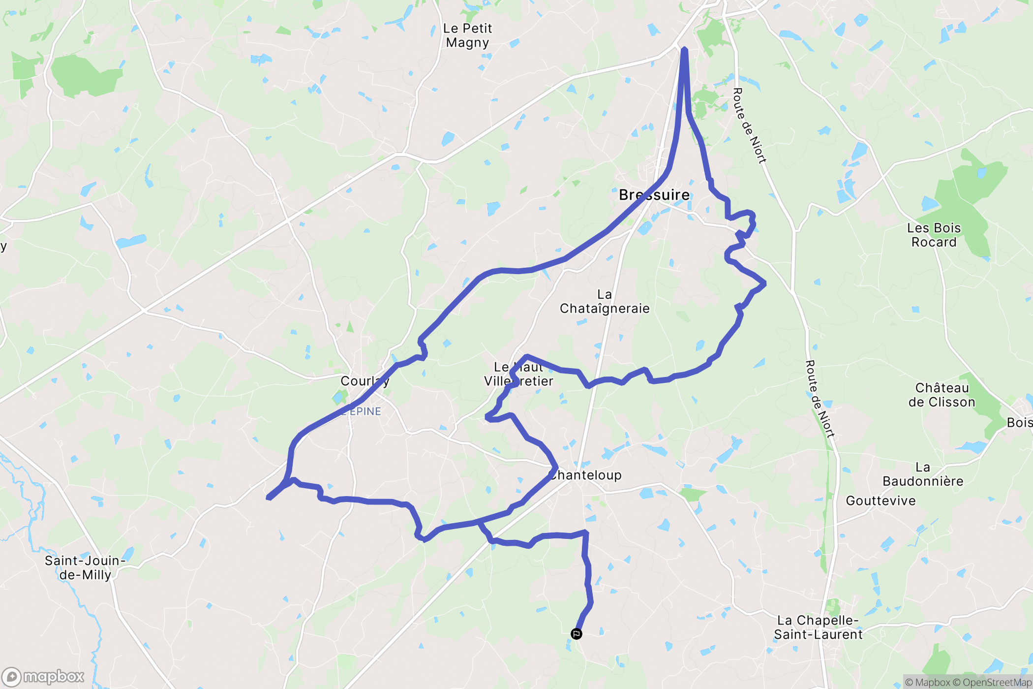 Chanteloup : carte du parcours de randonnée - France