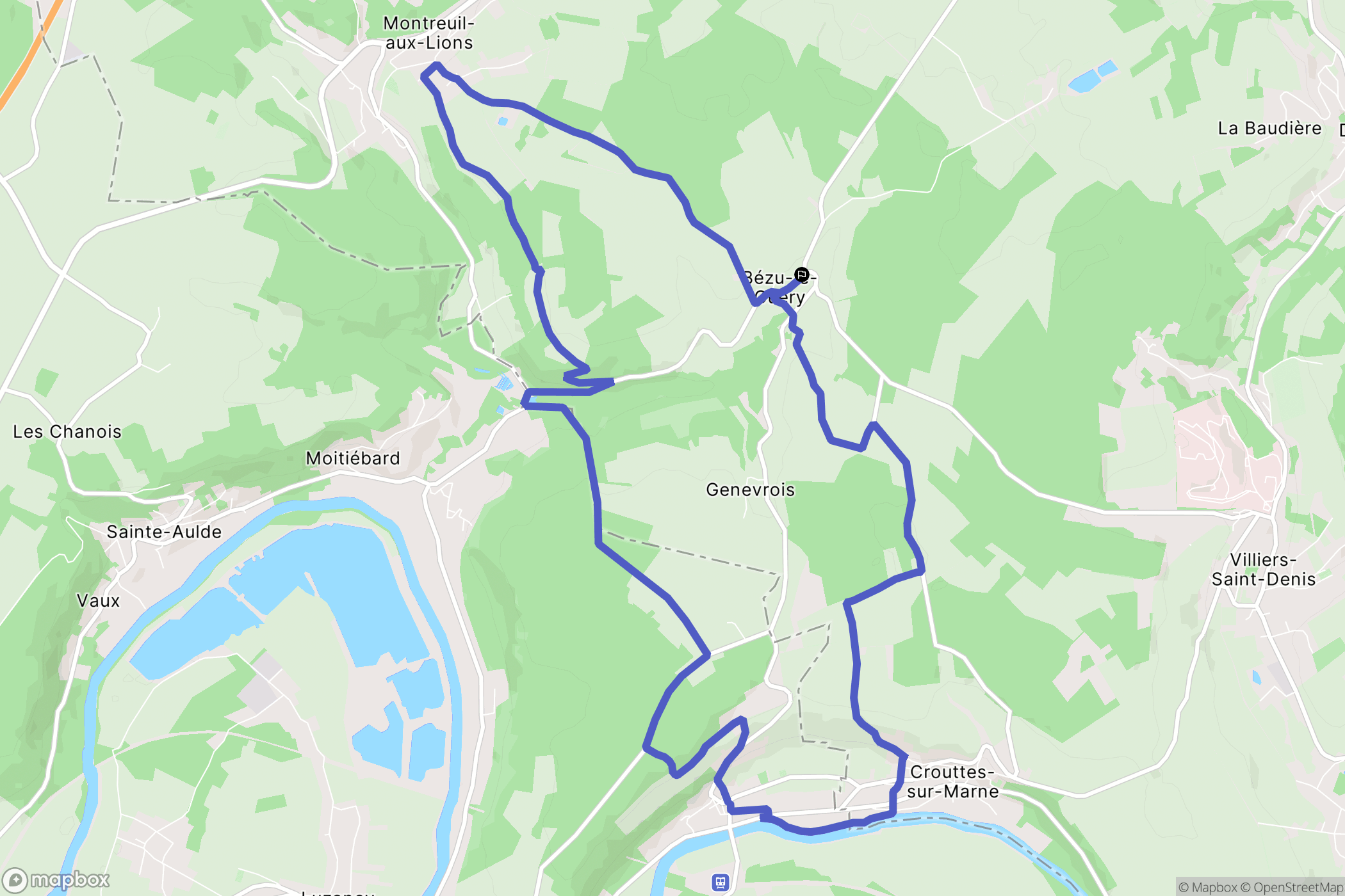 Bézu-le-Guéry : carte du parcours de randonnée - France