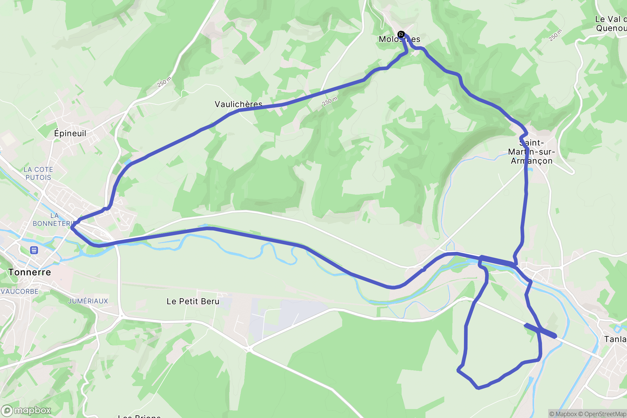 Molosmes : carte du parcours de randonnée - France