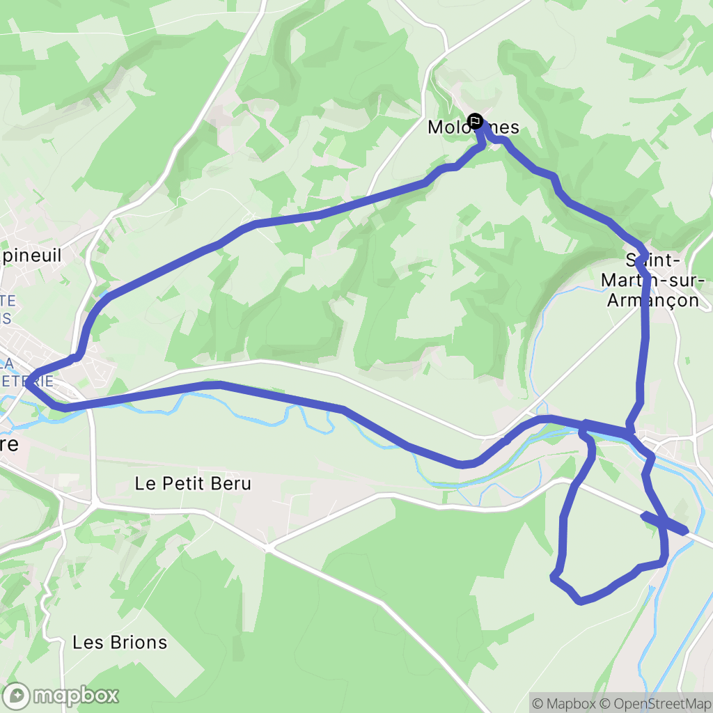 Molosmes : carte du parcours de randonnée - France