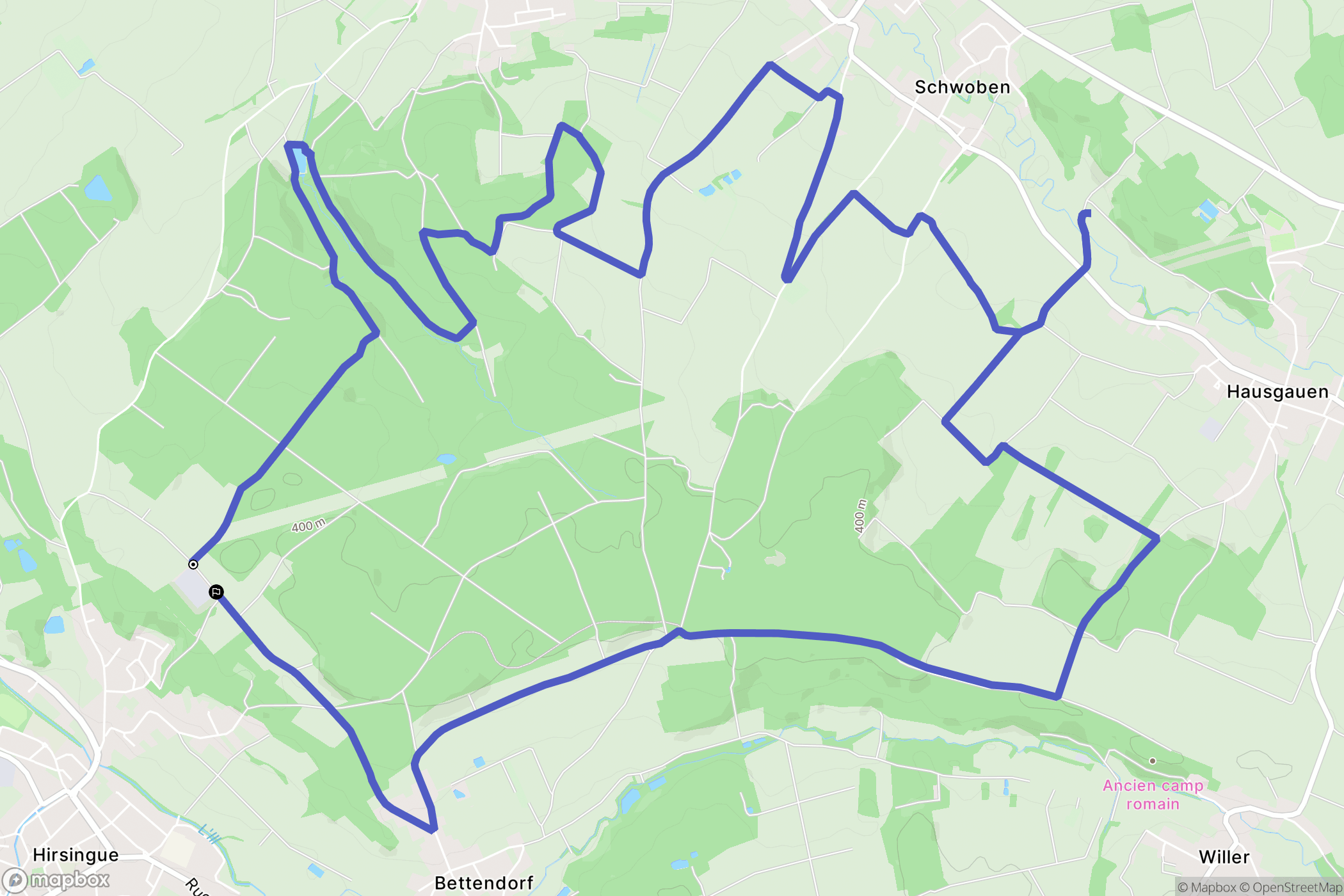 Hirsingue : carte du parcours de randonnée - France