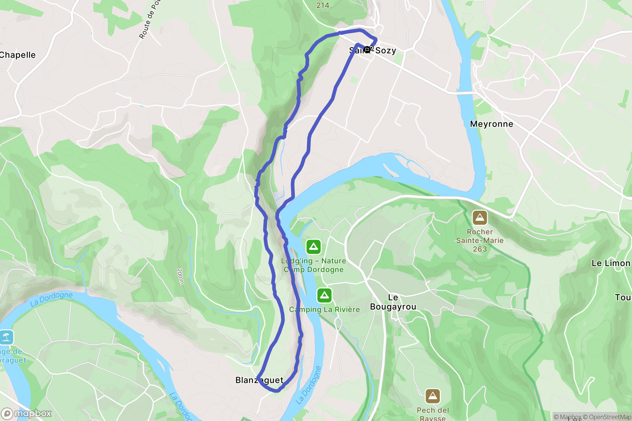Saint-Sozy : carte du parcours de randonnée - France