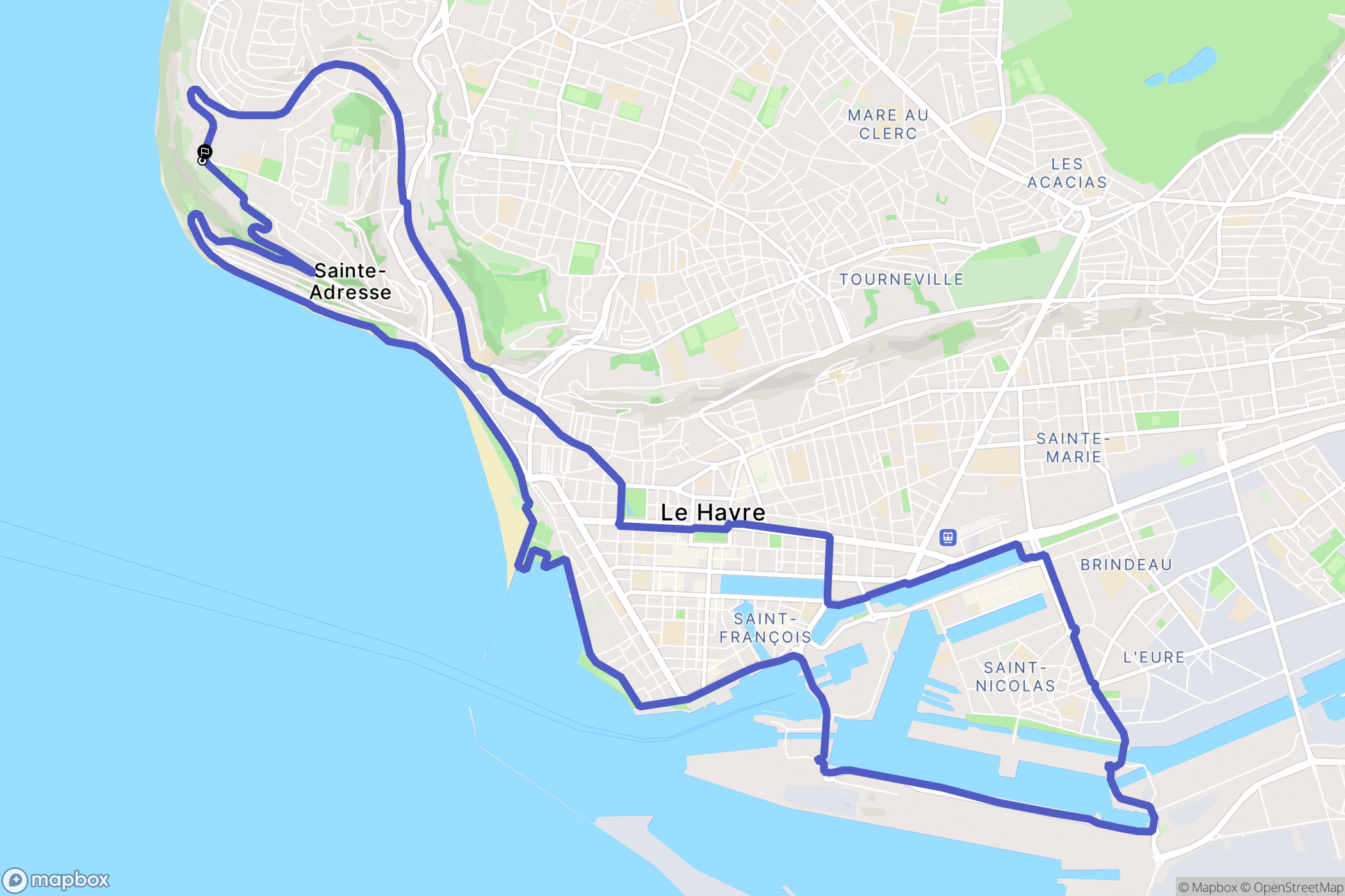 Sainte-Adresse : carte du parcours de randonnée - France