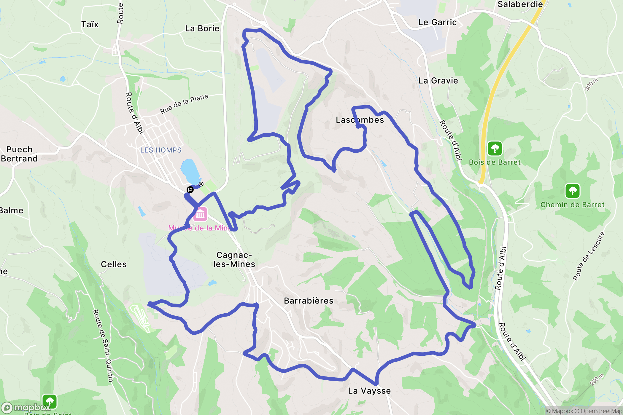 Cagnac-les-Mines : carte du parcours de randonnée - France