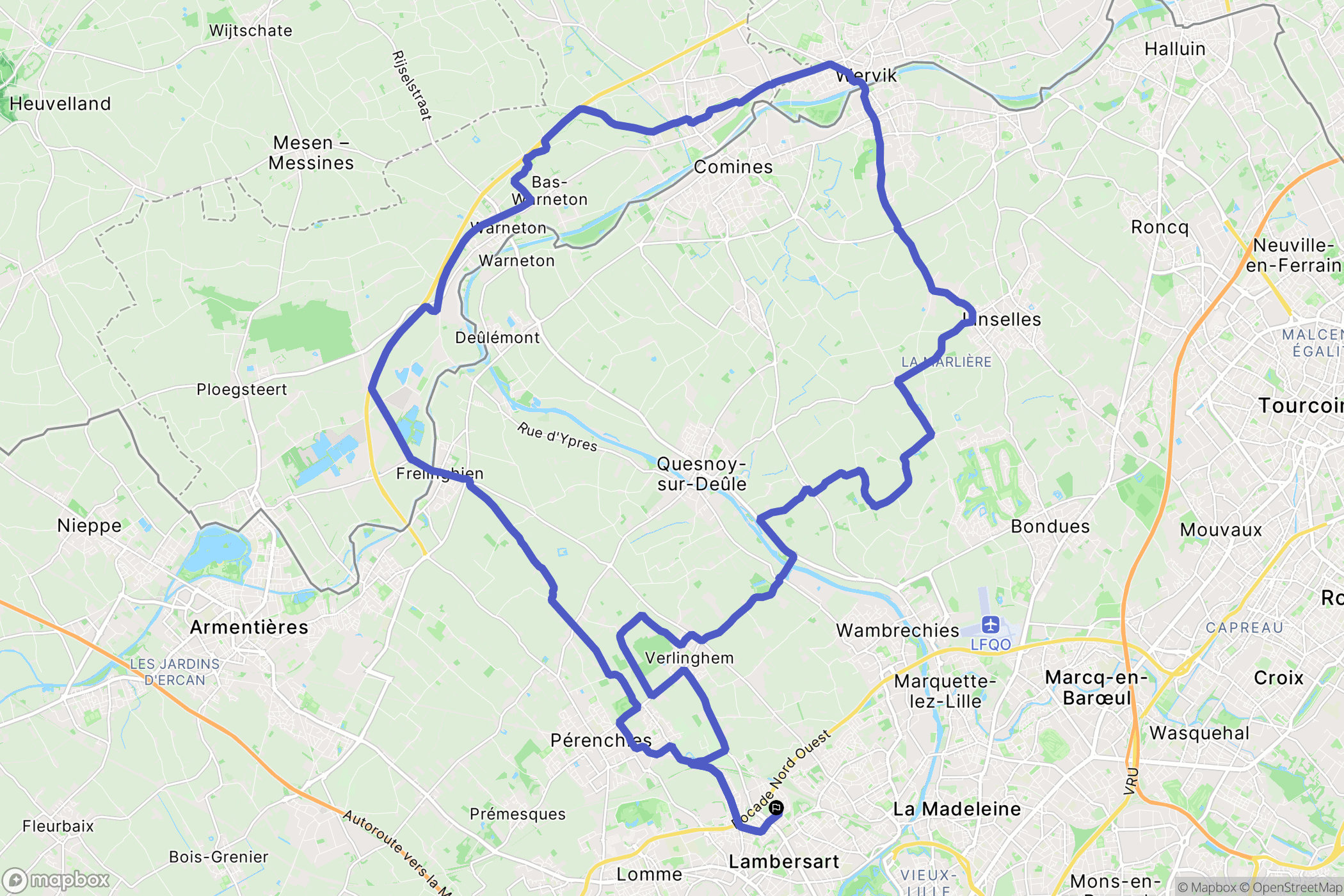 Lambersart : carte du parcours de randonnée - France