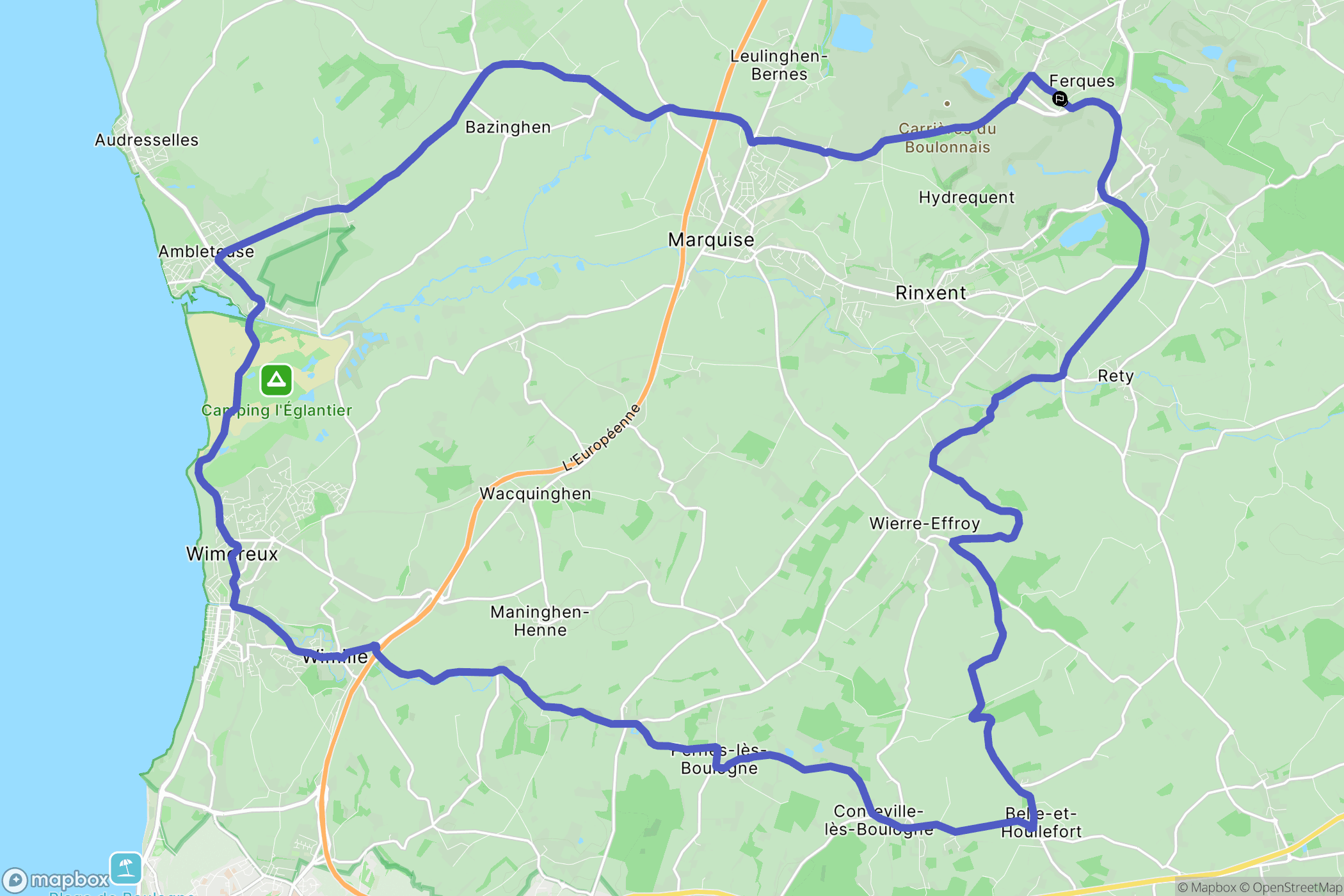 Ferques : carte du parcours de randonnée - France