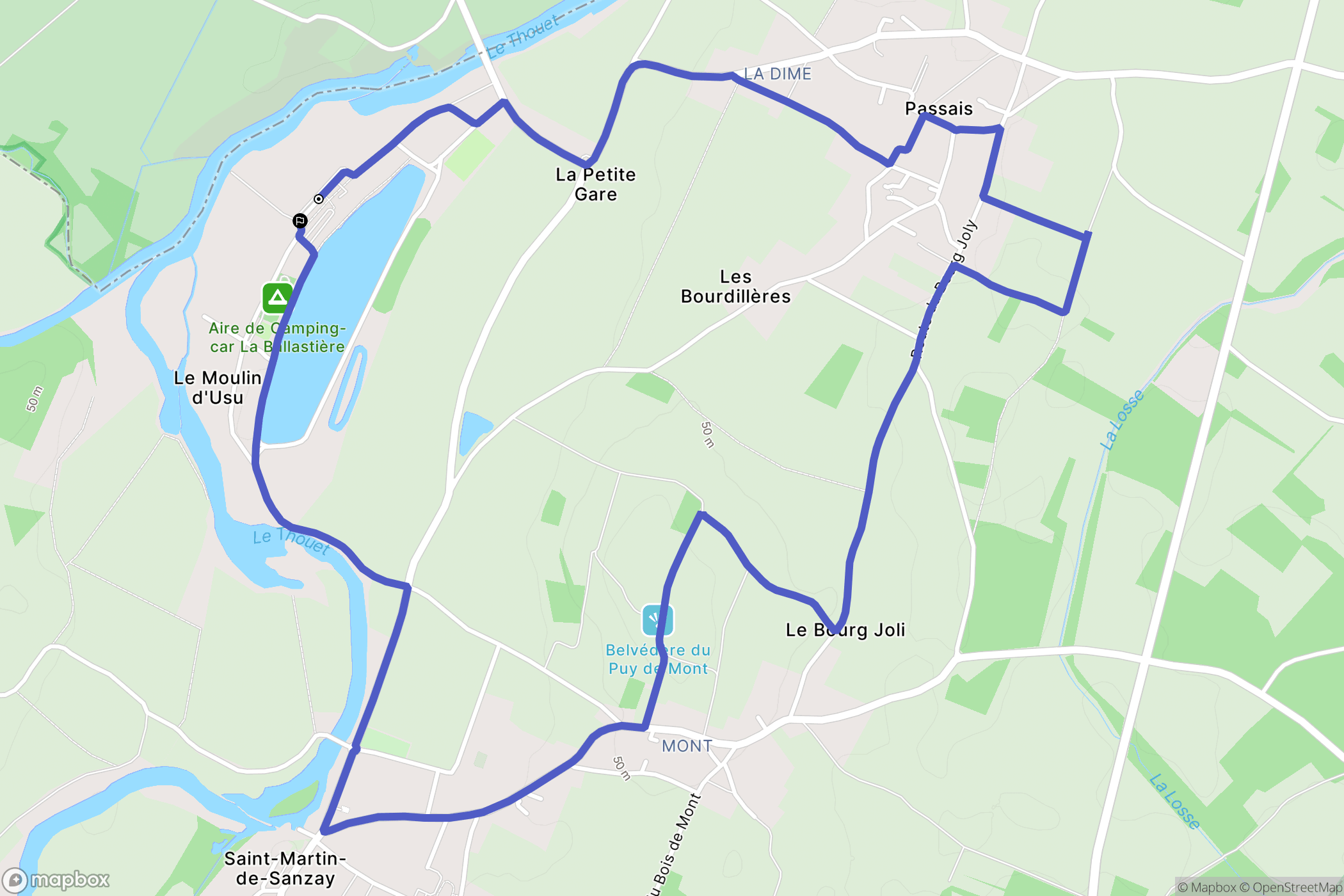 Saint-Martin-de-Sanzay : carte du parcours de randonnée - France