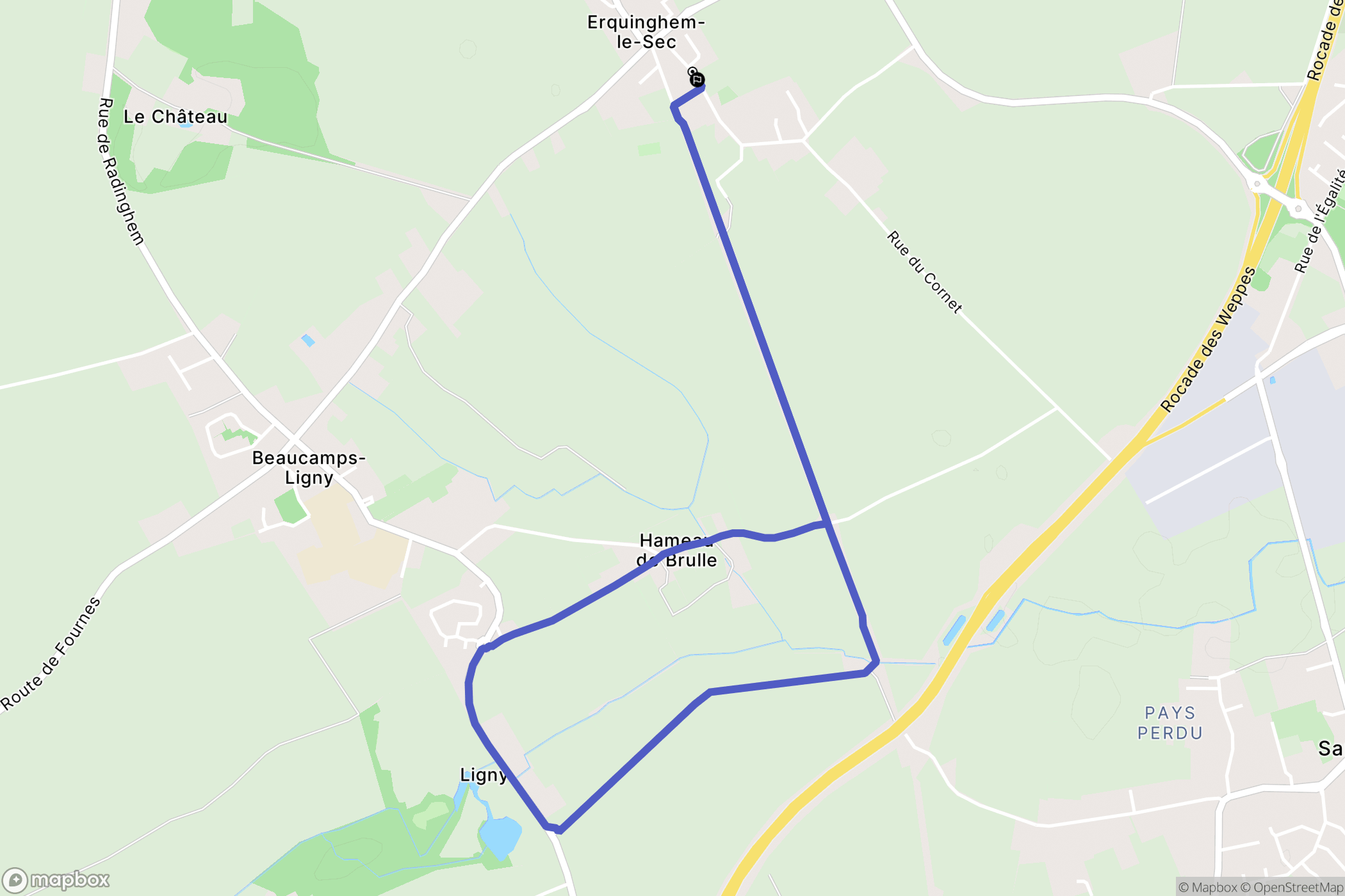 Erquinghem-le-Sec : carte du parcours de randonnée - France